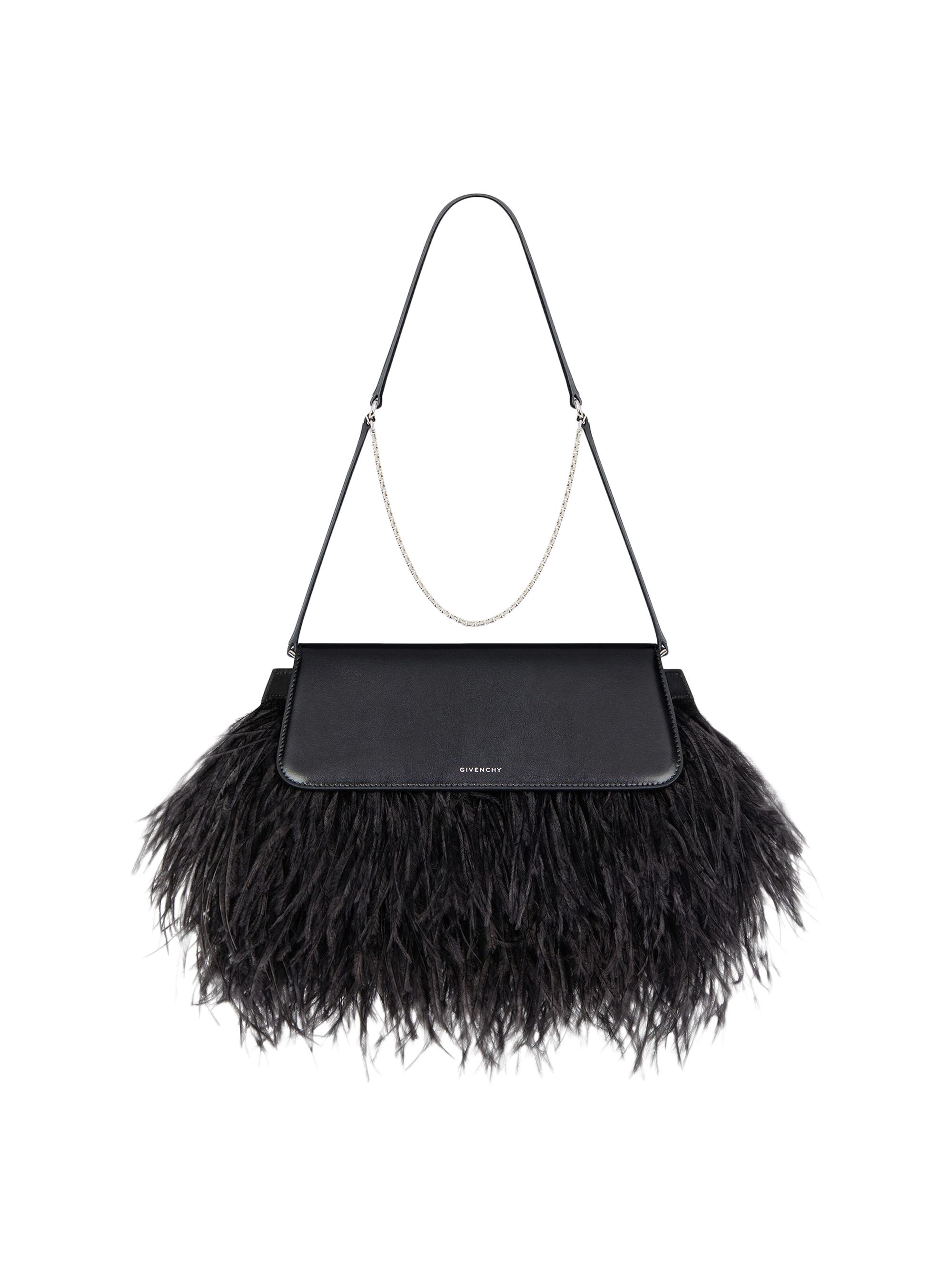 Givenchy Women's Voyou Clutch Bag in Leather and Feathers - Black