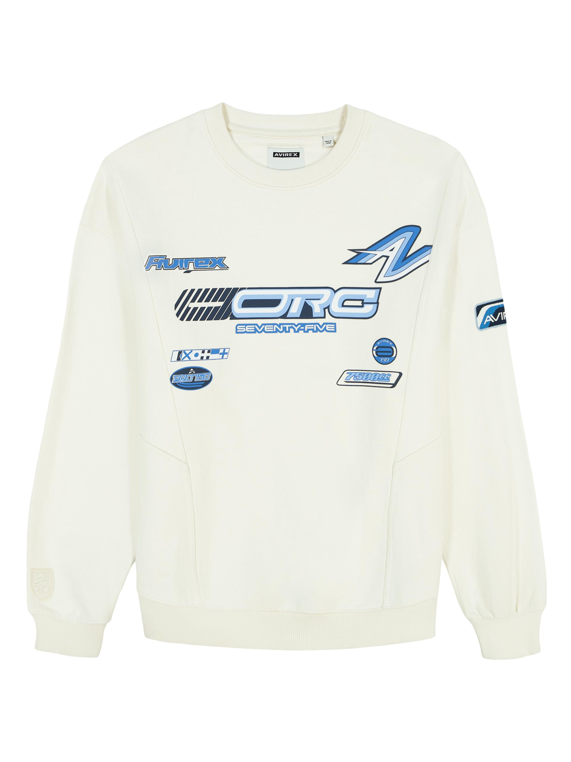 Avirex Men's Offshore Racing Logo Cotton Sweatshirt - Ecru