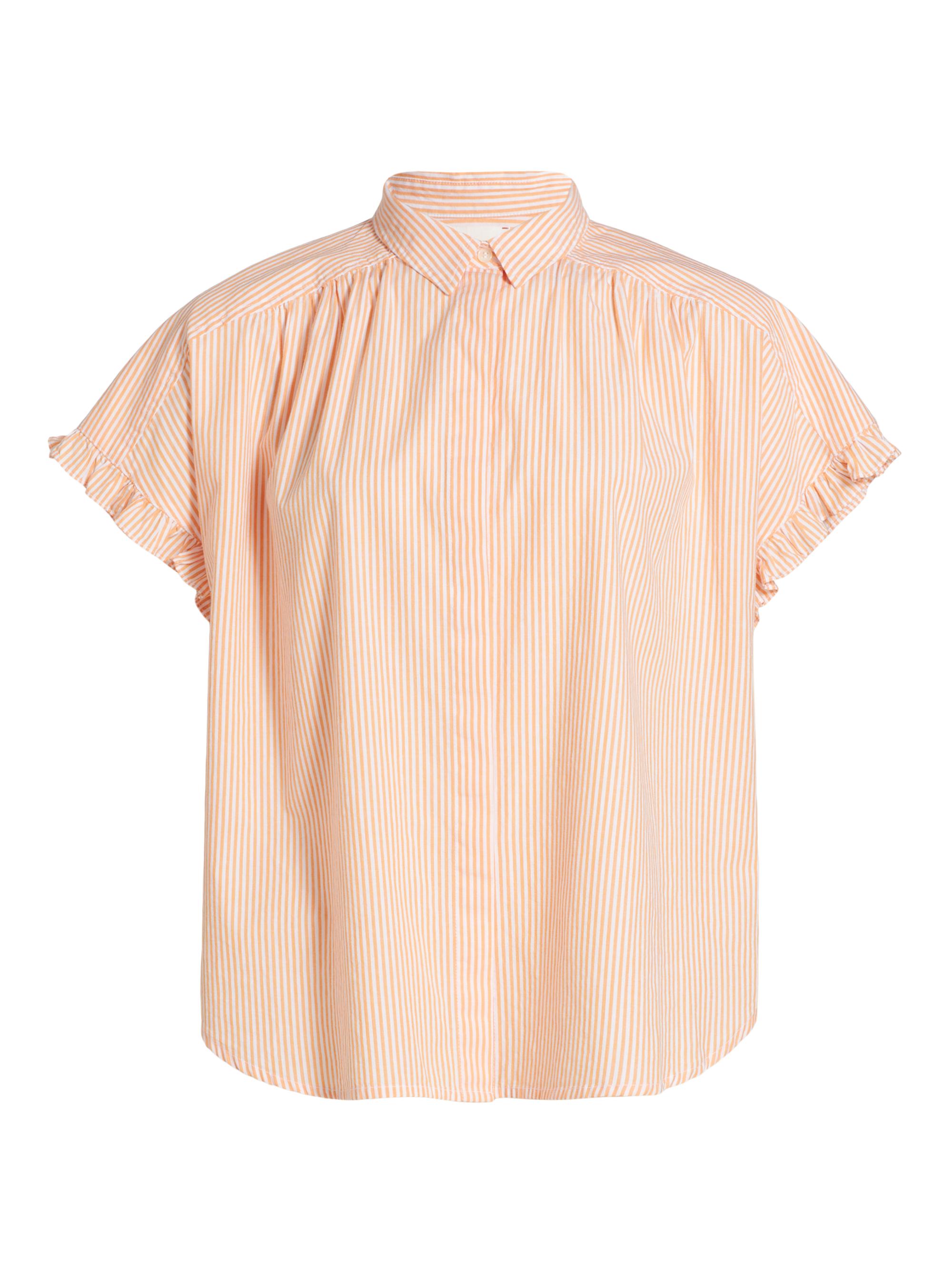 Xirena Women's Noah Cotton & Silk Striped Button-Front Shirt - Tangerine