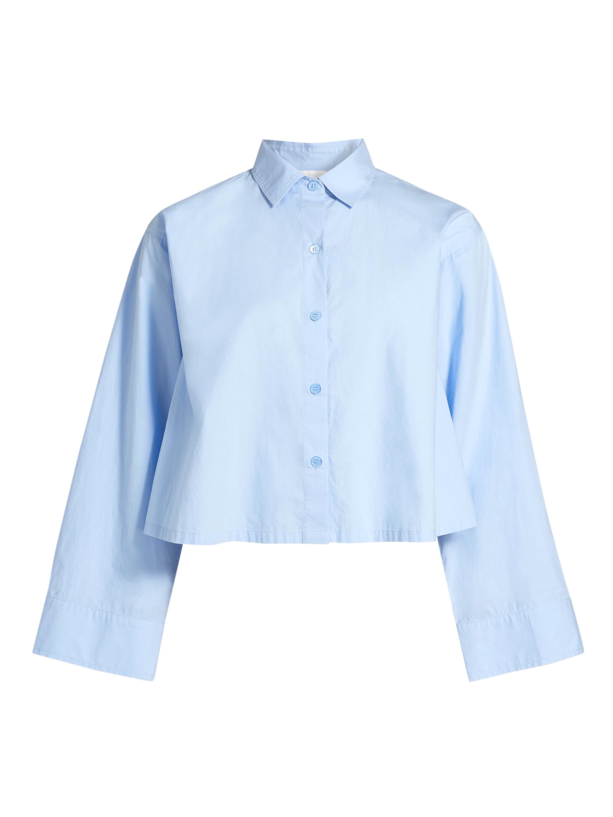 Xirena Women's Jessie Cotton Button-Front Crop Top - Blue Spring