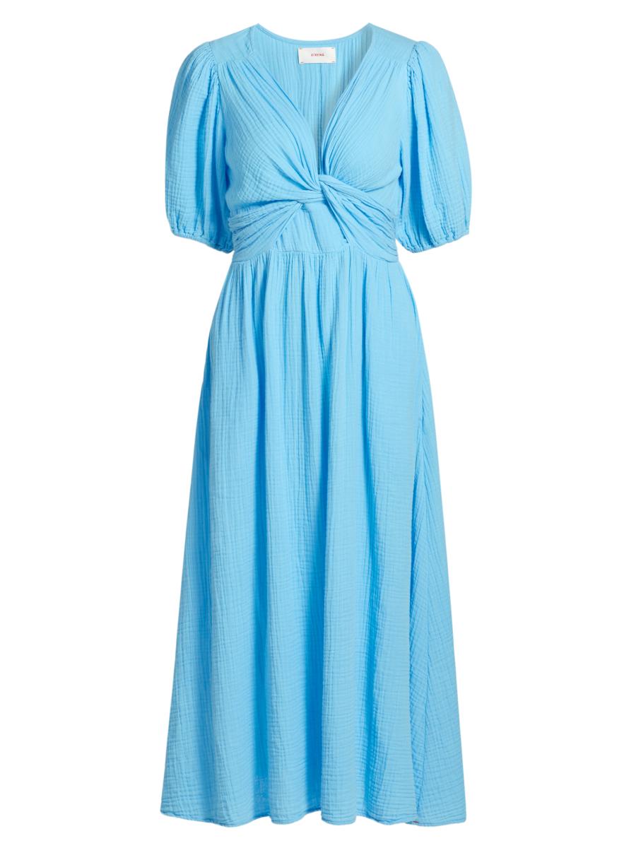 Xirena Lawsyn Cotton Twist-Front A-Line Midi-Dress | Saks Fifth Avenue