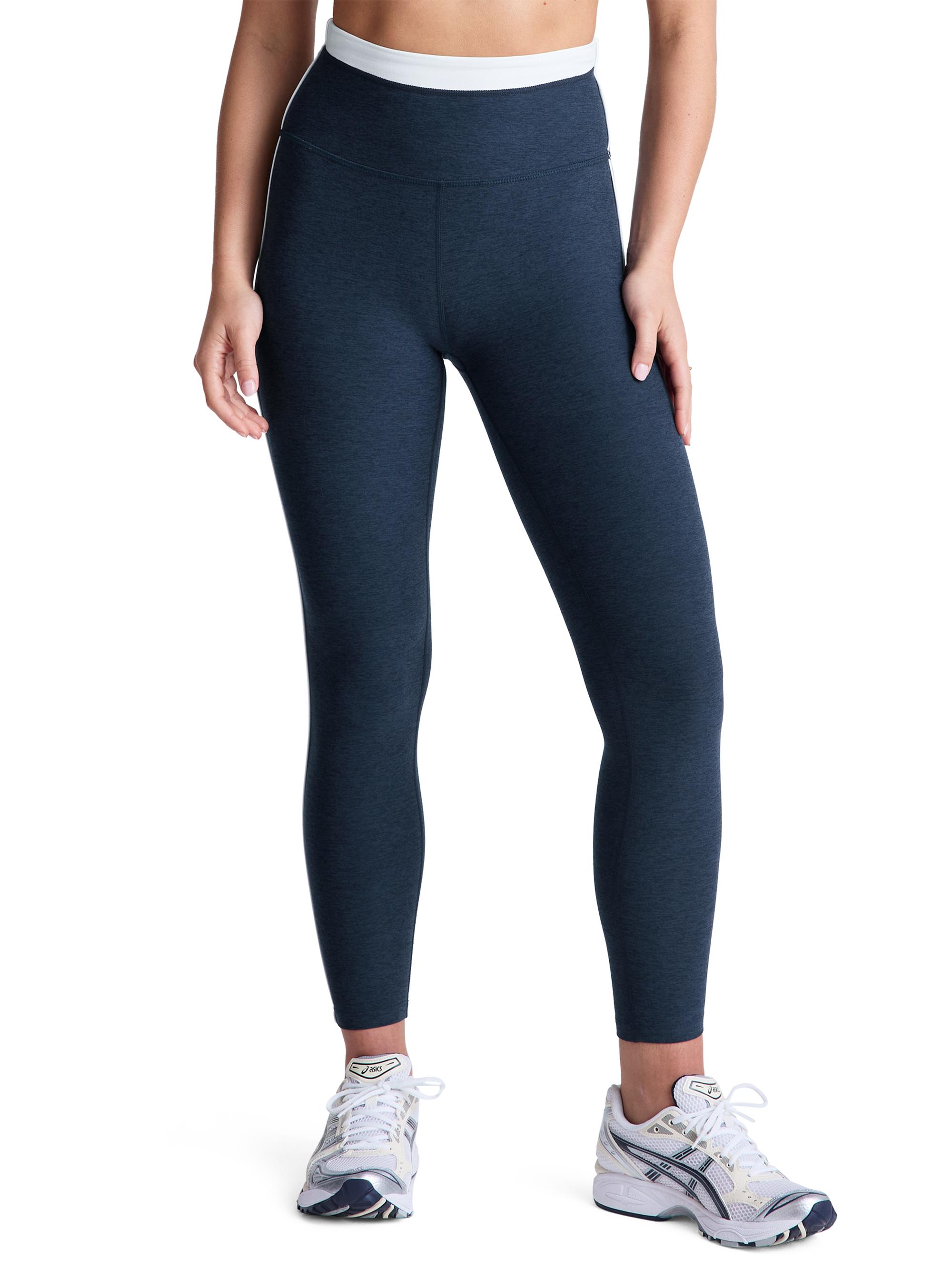 Beyond Yoga Women's Trophy Space-Dye Midi High-Waisted Leggings - Nocturnal Navy Cloud White