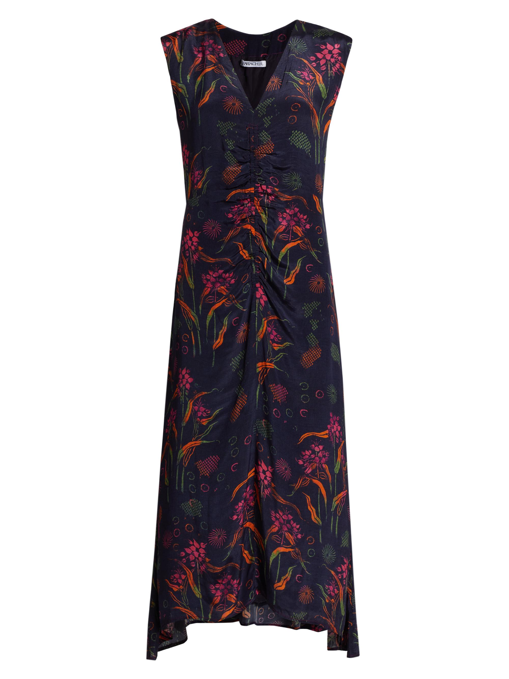 Maria Cher Women's Arrecifes Tora Abstract Floral Midi-Dress - Navy