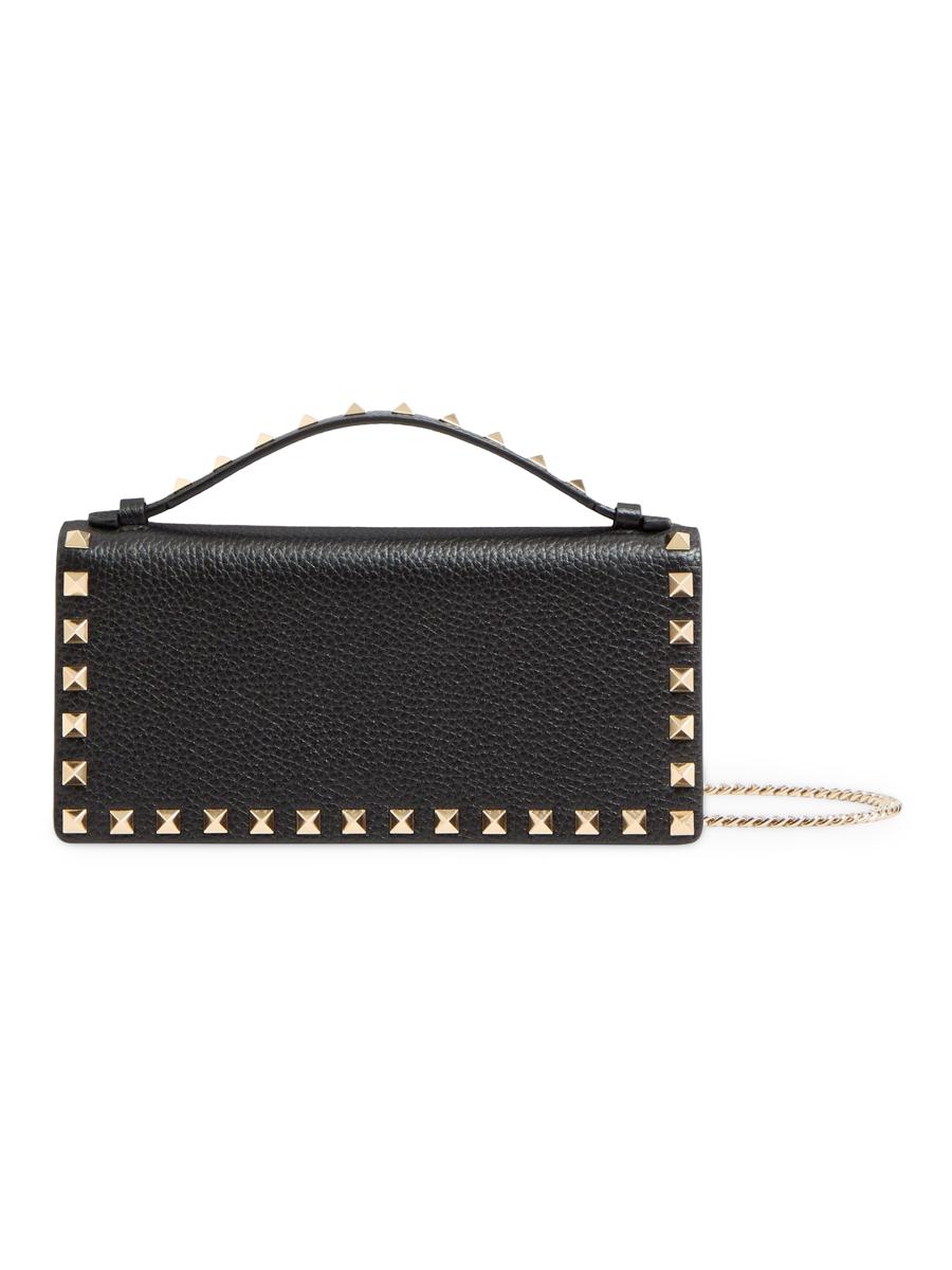 クラッチバッグ 25AW Valentino Garavani Rockstud Crossbody Wallet black Rockstud Valentino Garavani leather crossbody bag/wallet