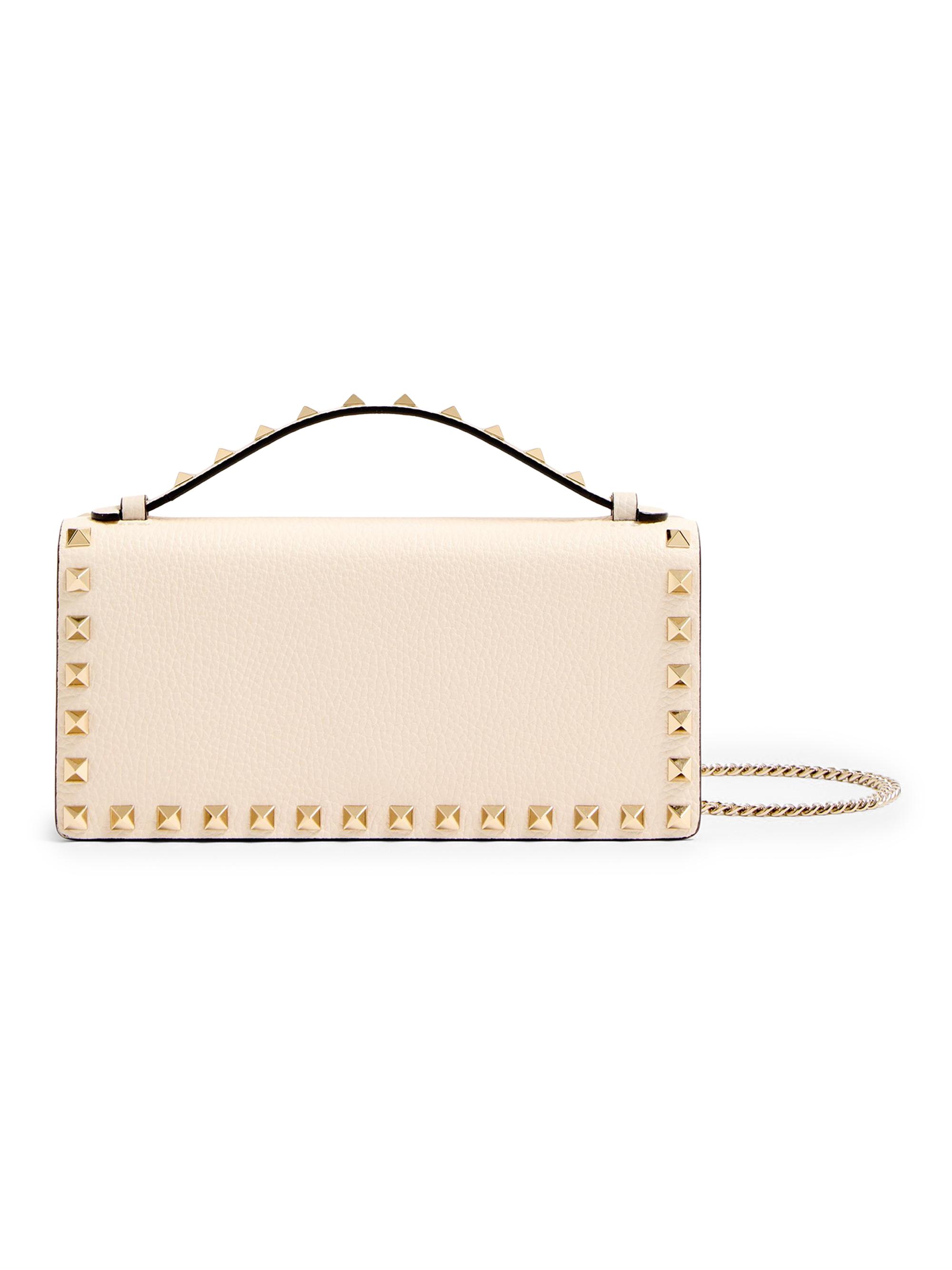 Valentino Garavani Women's Rockstud Wallet with Chain in Grainy Calfskin - Light