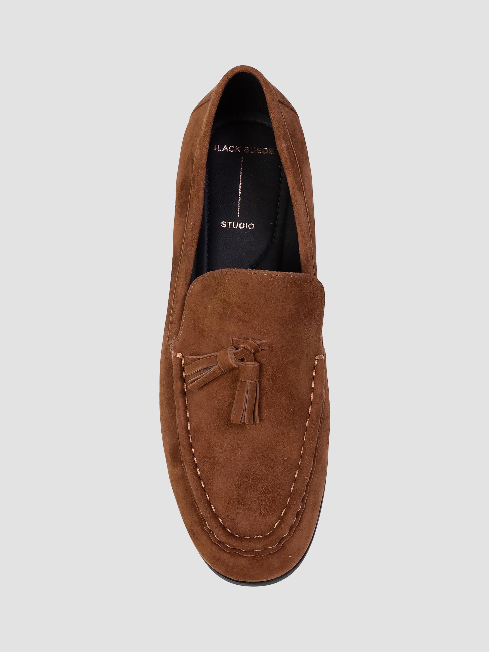 Saks Fifth Avenue Black Label Brown Suede Loafers Black Suede Studio Finn Suede Loafers | Saks Fifth Avenue main image 2