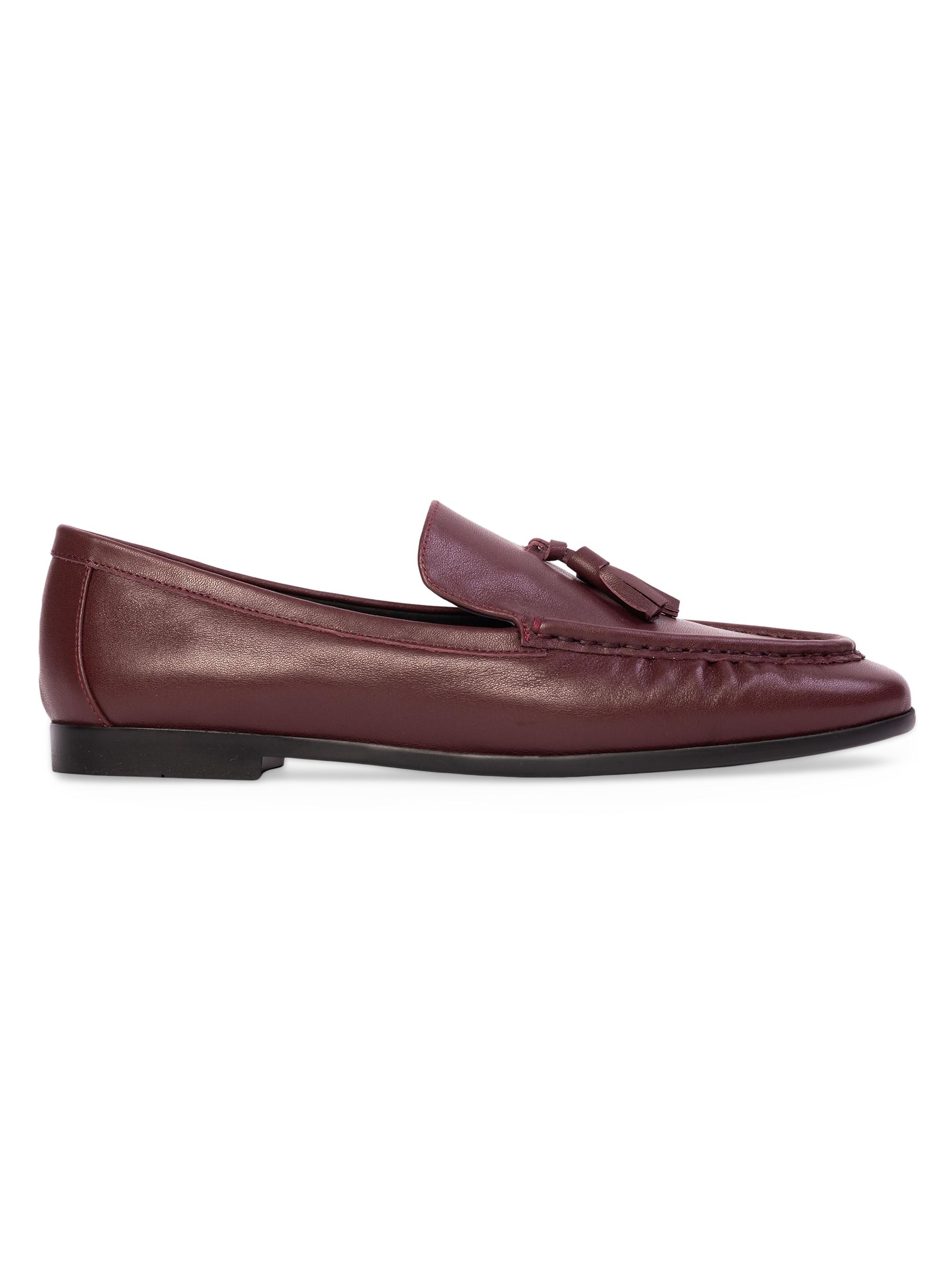 Black Suede Studio Women's Finn Leather Loafers - Raisin Leather