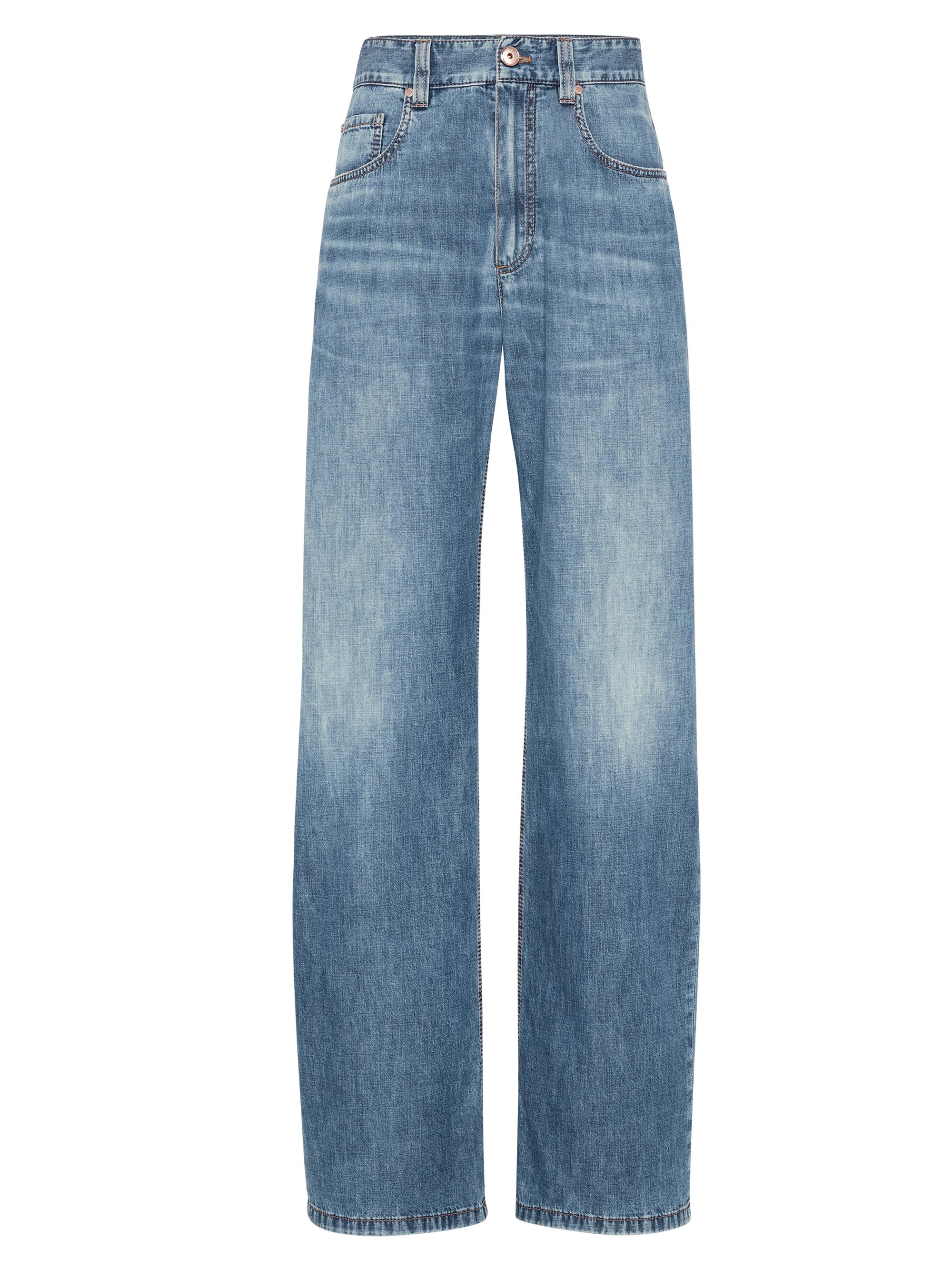 Brunello Cucinelli Women's Lightweight Denim Contemporary Loose Trousers - Medium Denim