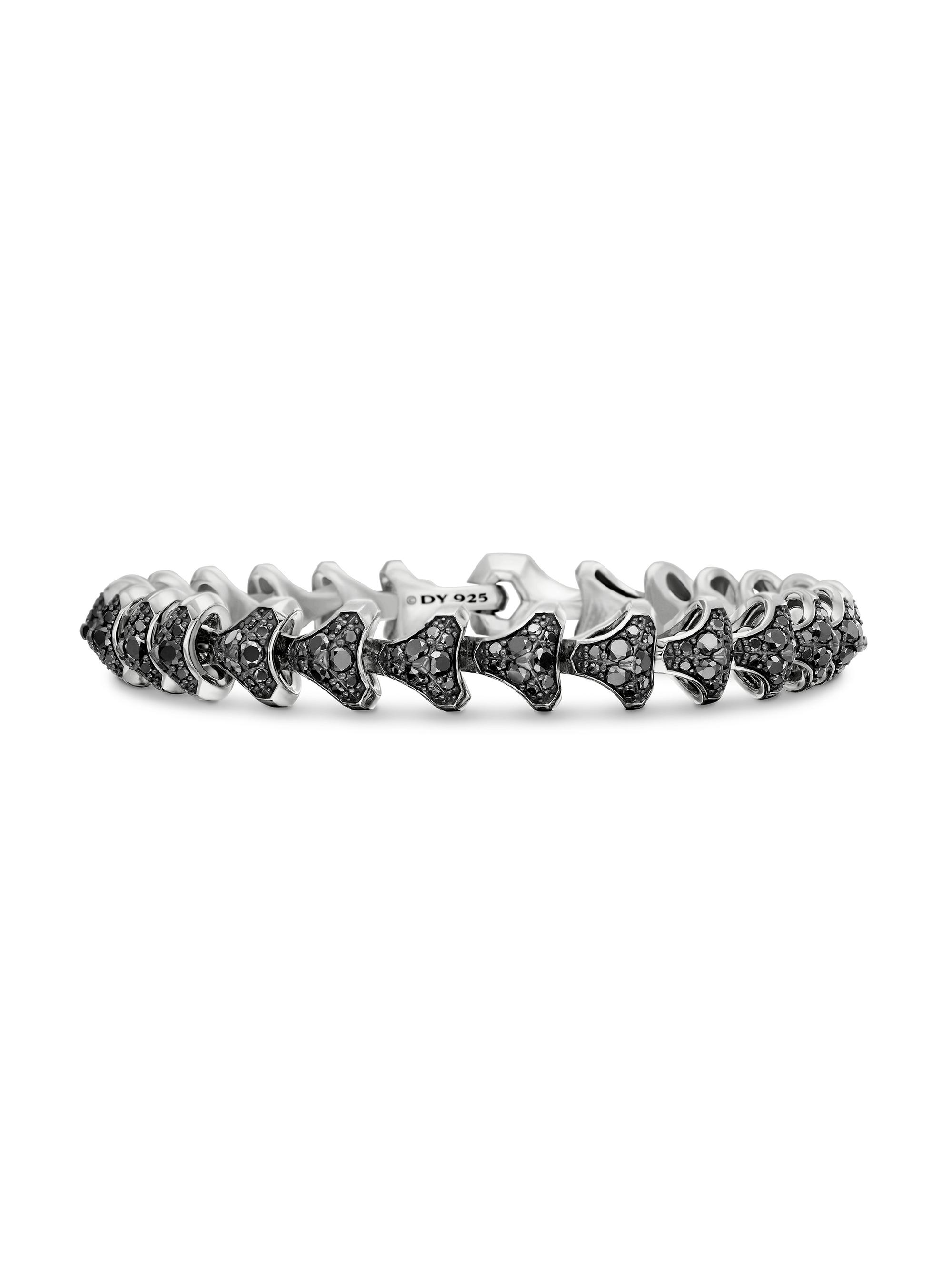 David Yurman Men's Armory Link Bracelet in Sterling Silver - Black Diamond