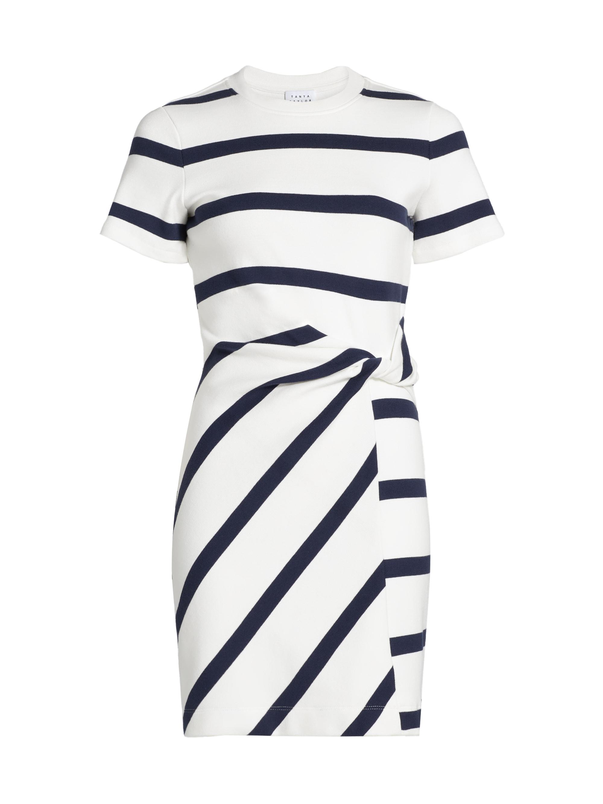 Tanya Taylor Women's Cody Striped Minidress - White Blue Wide Stripe