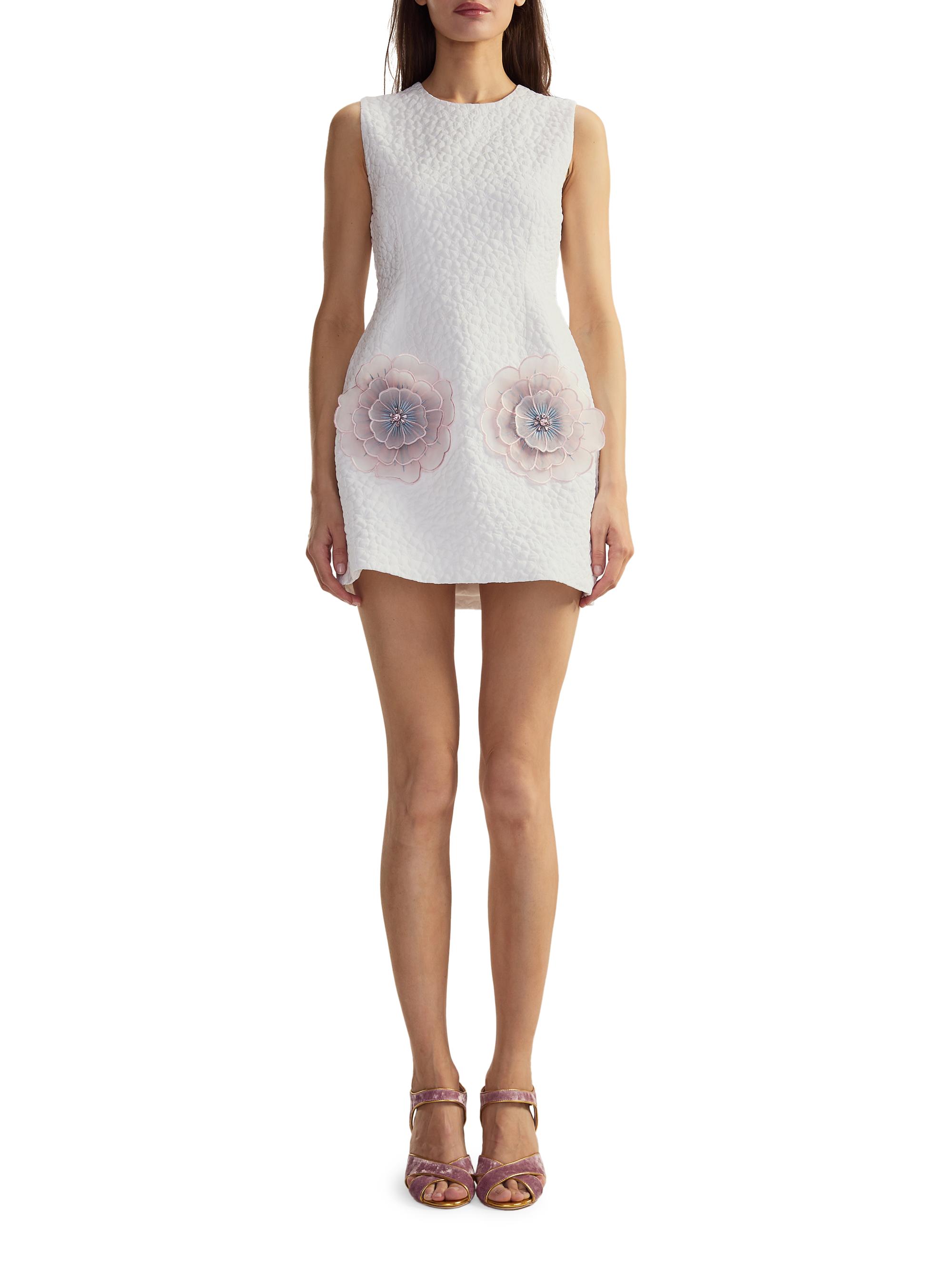 Cynthia Rowley Jacquard 3D Flower Pocket A-Line Minidress | Saks