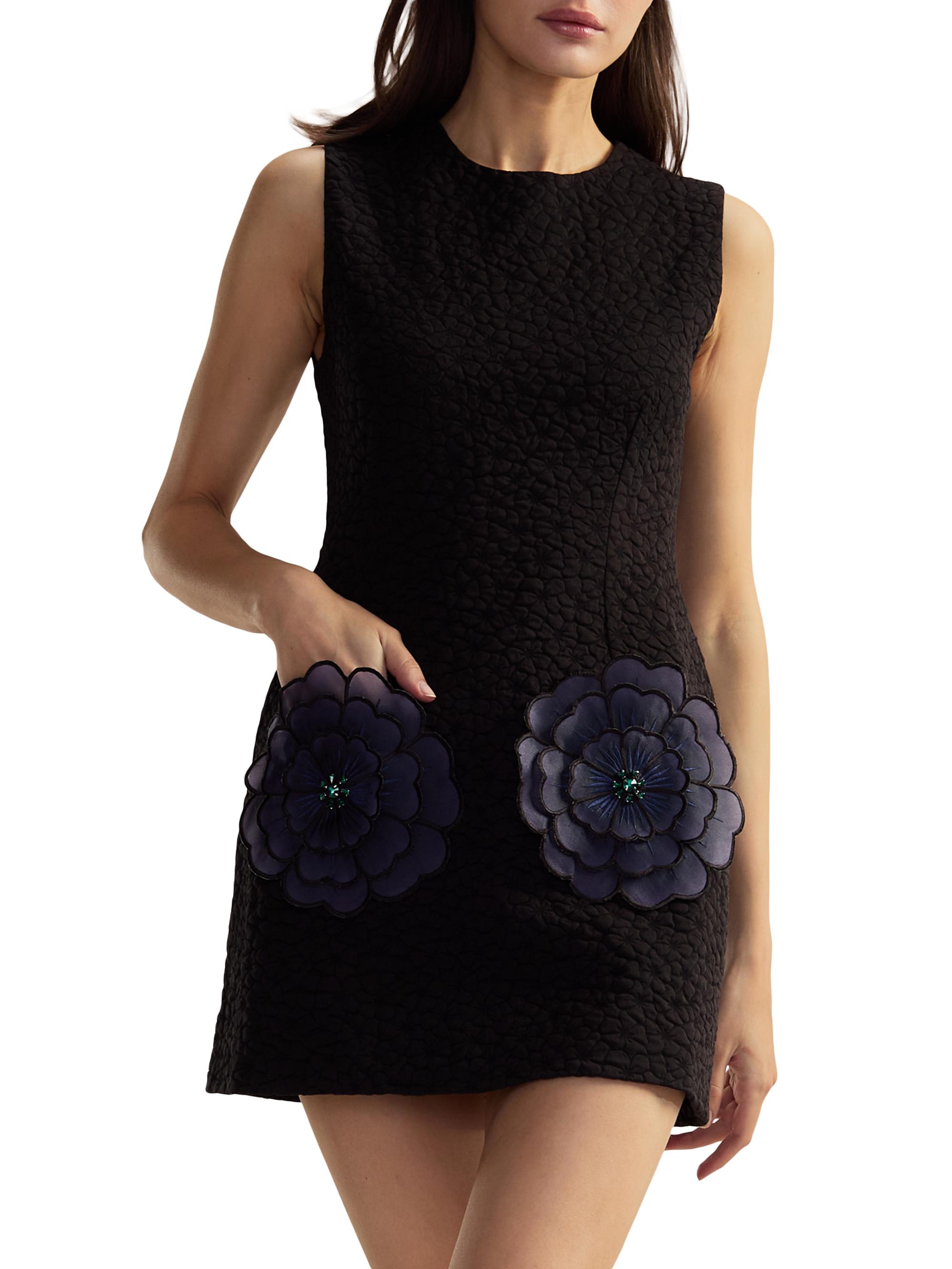 Cynthia Rowley Jacquard 3D Flower Pocket A-Line Minidress | Saks