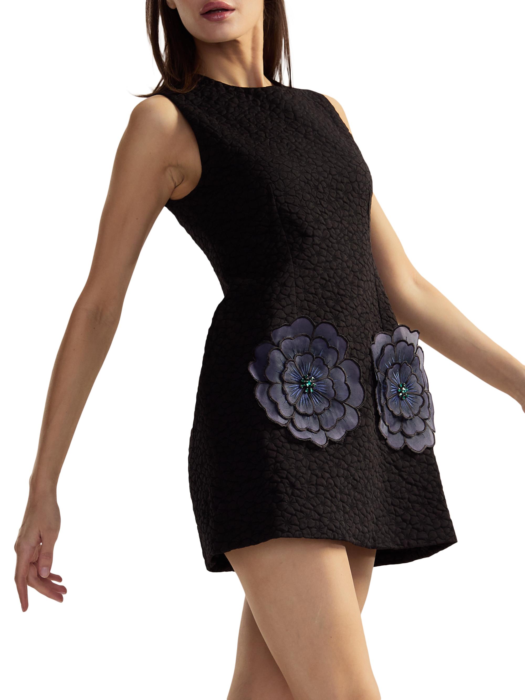 Cynthia Rowley Jacquard 3D Flower Pocket A-Line Minidress | Saks