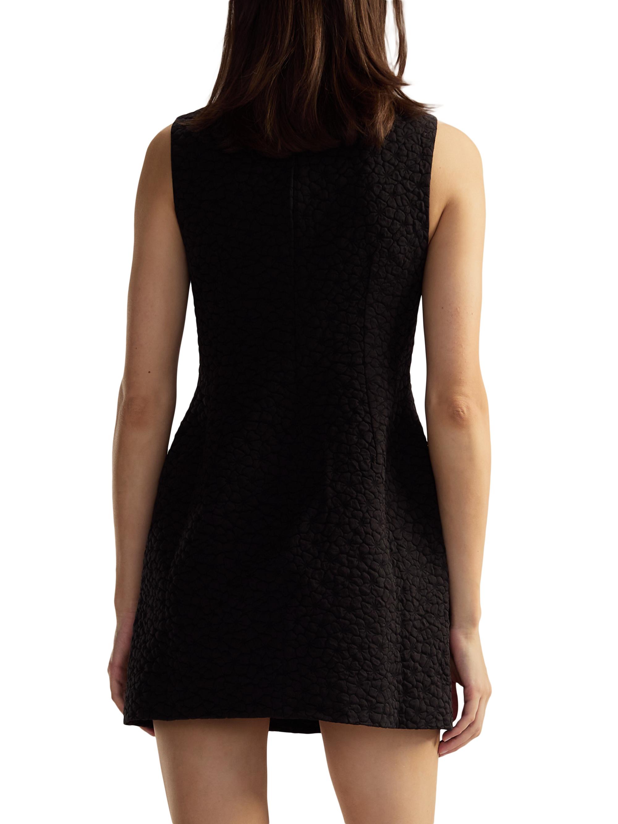 black/blue 3d jacquard a-line mini dress 3D Jacquard Open Back Midi Dress