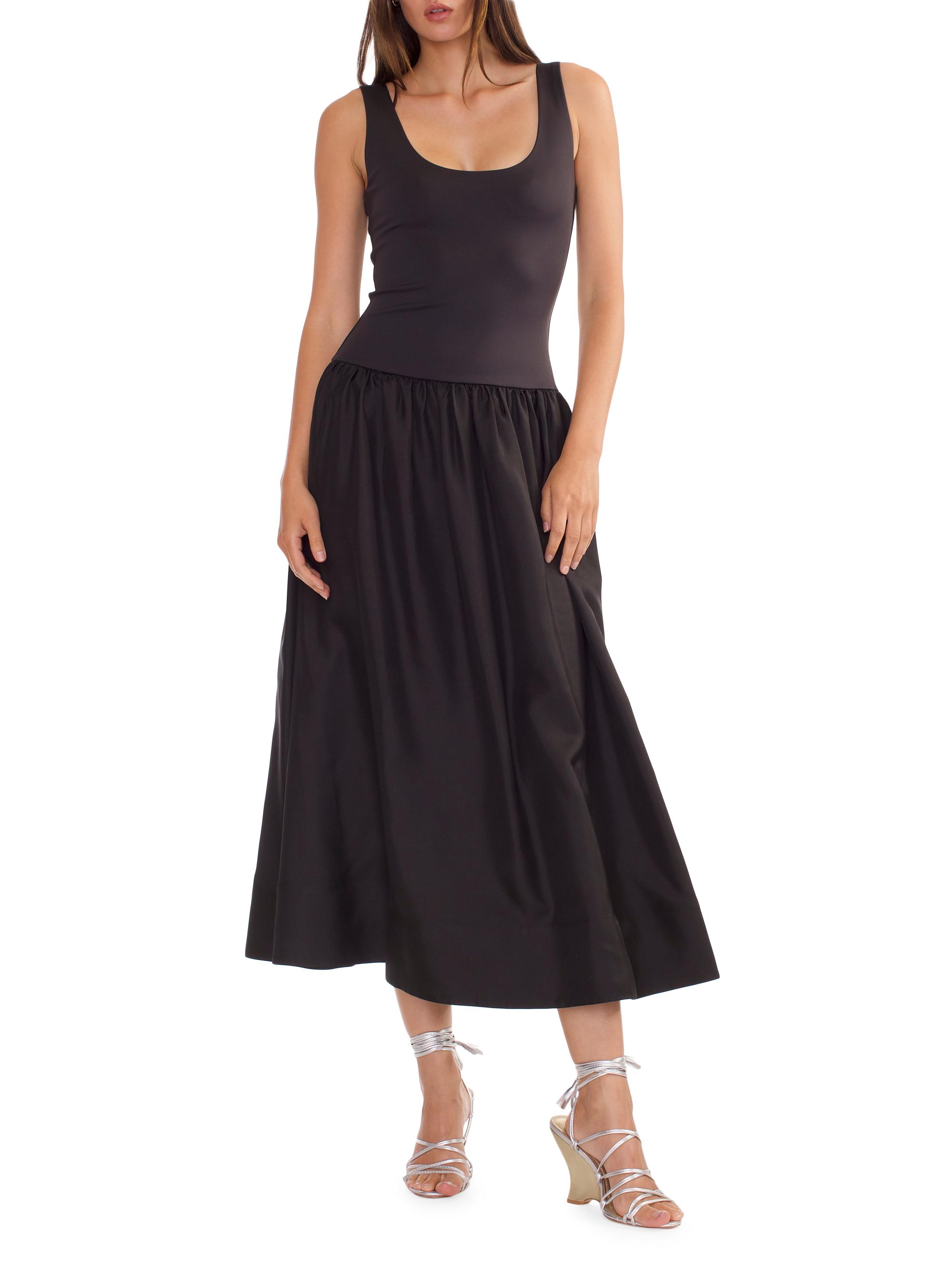 Cynthia Rowley Women's Mixed Media Dropwaist A-Line Midi-Dress - Black | Thumbnail 5