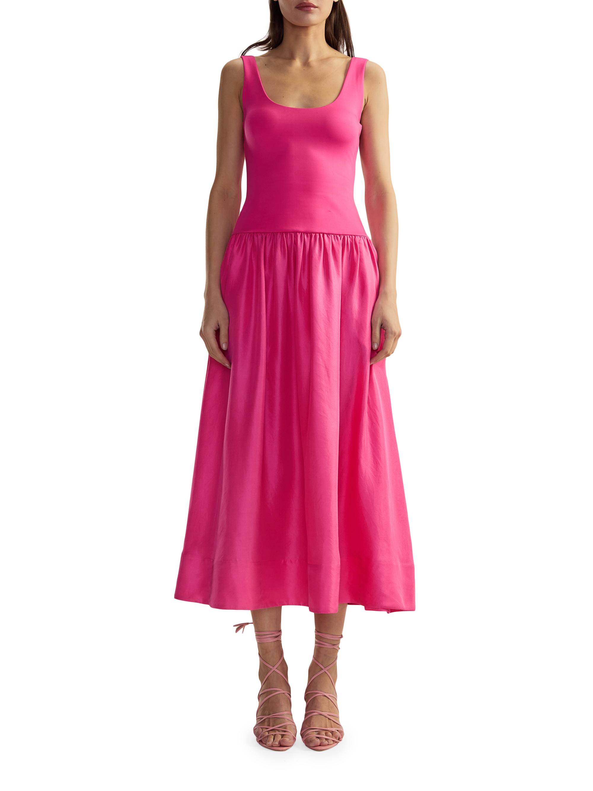 Cynthia Rowley Women's Mixed Media Dropwaist A-Line Midi-Dress - Pink
