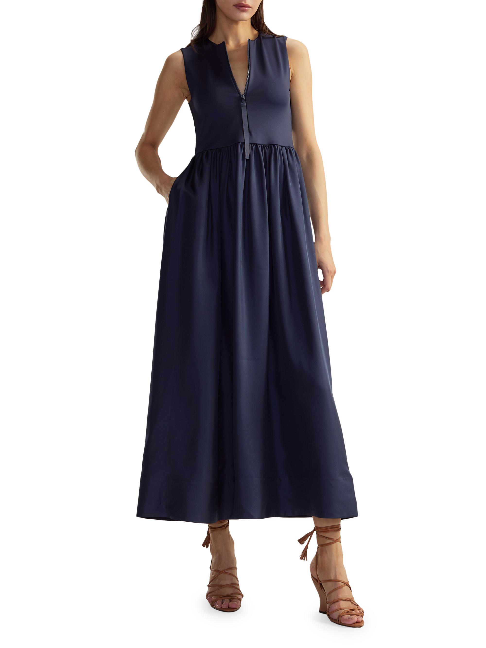 Cynthia Rowley Women's Stretch Silk Zip-Front Maxi Dress - White