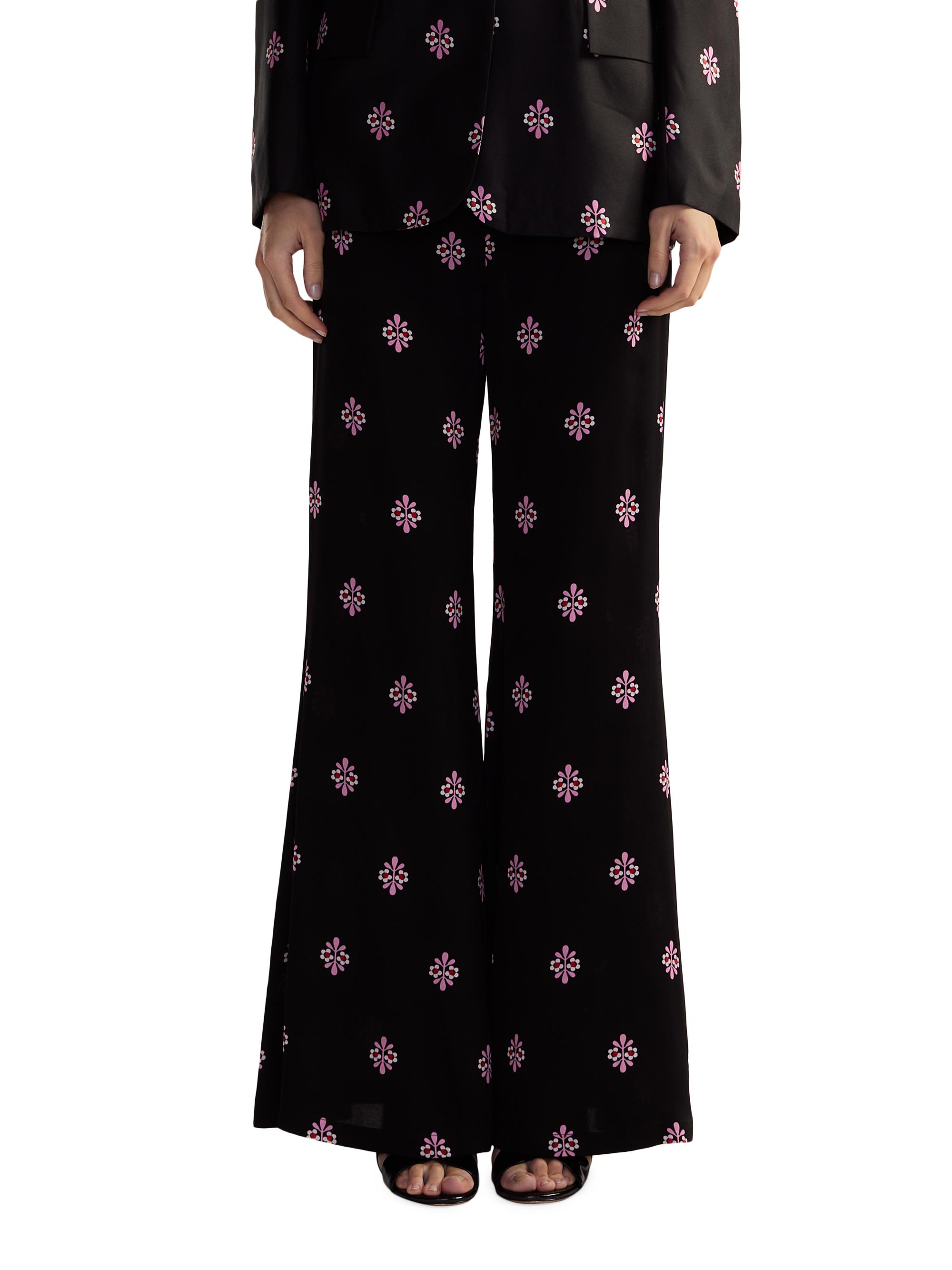 Cynthia Rowley Women's Floral Twill High-Waist Flared Pants - Black Multi