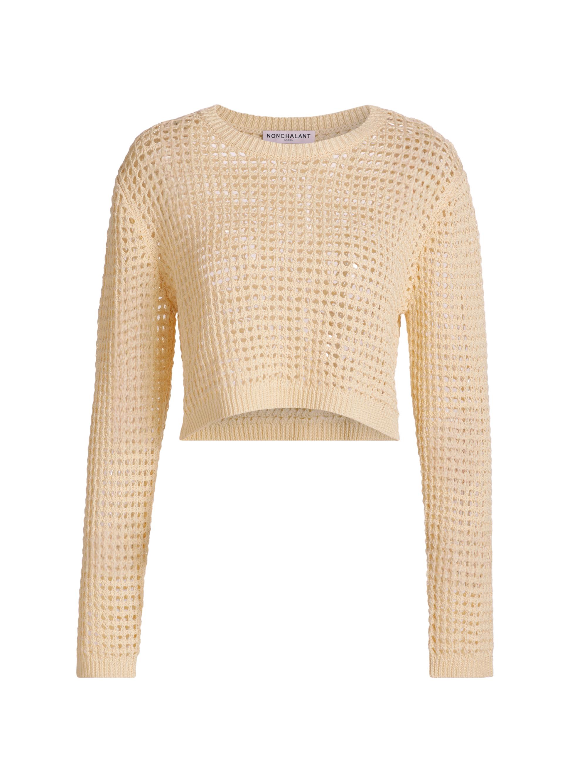 Nonchalant Label Women's Jovi Open-Knit Crop Sweater - Beige