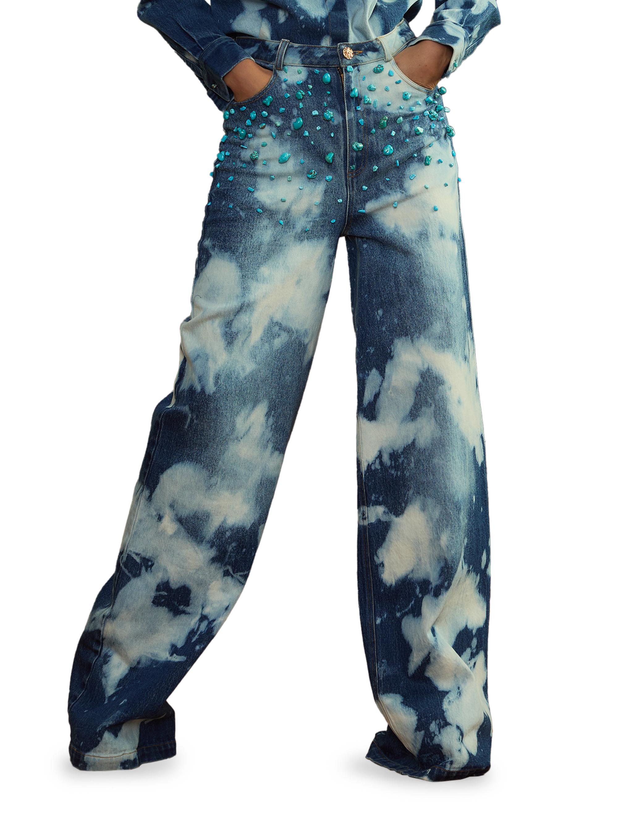 Cynthia Rowley Women's Turquoise Stone Bleached Jeans - Bleach Wash