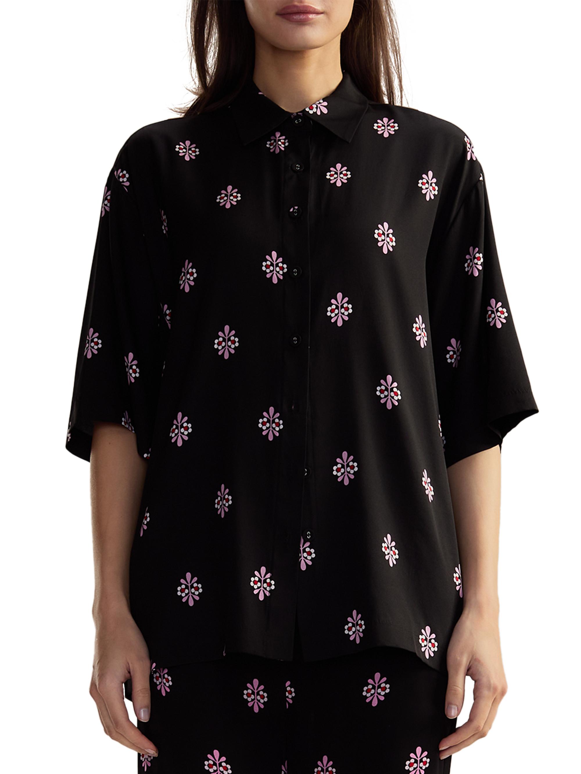 Cynthia Rowley Women's Floral Oversized Camp Shirt - Black Multi