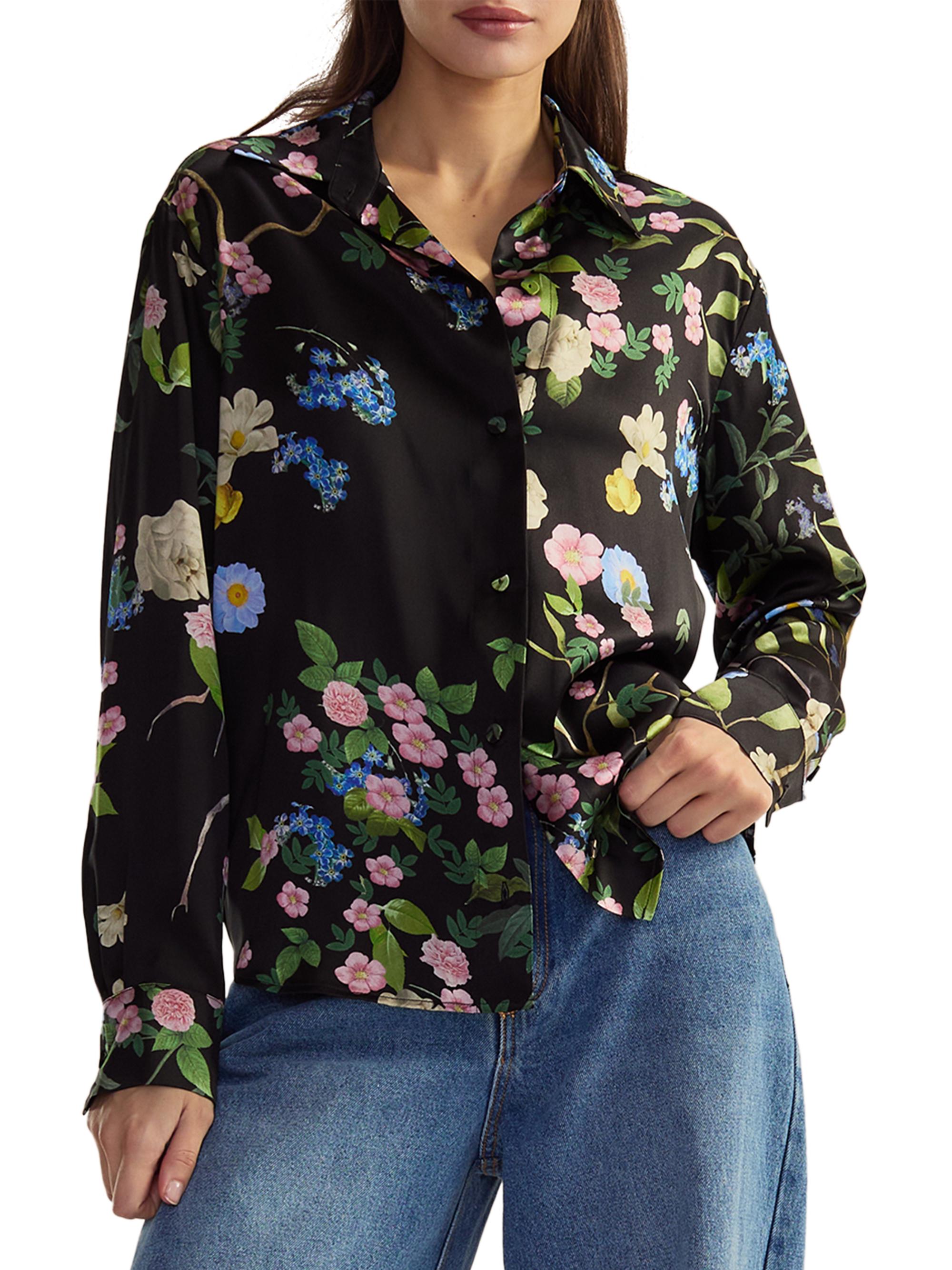 Cynthia Rowley Women's Floral Silk Button-Front Shirt - Mauve Floral