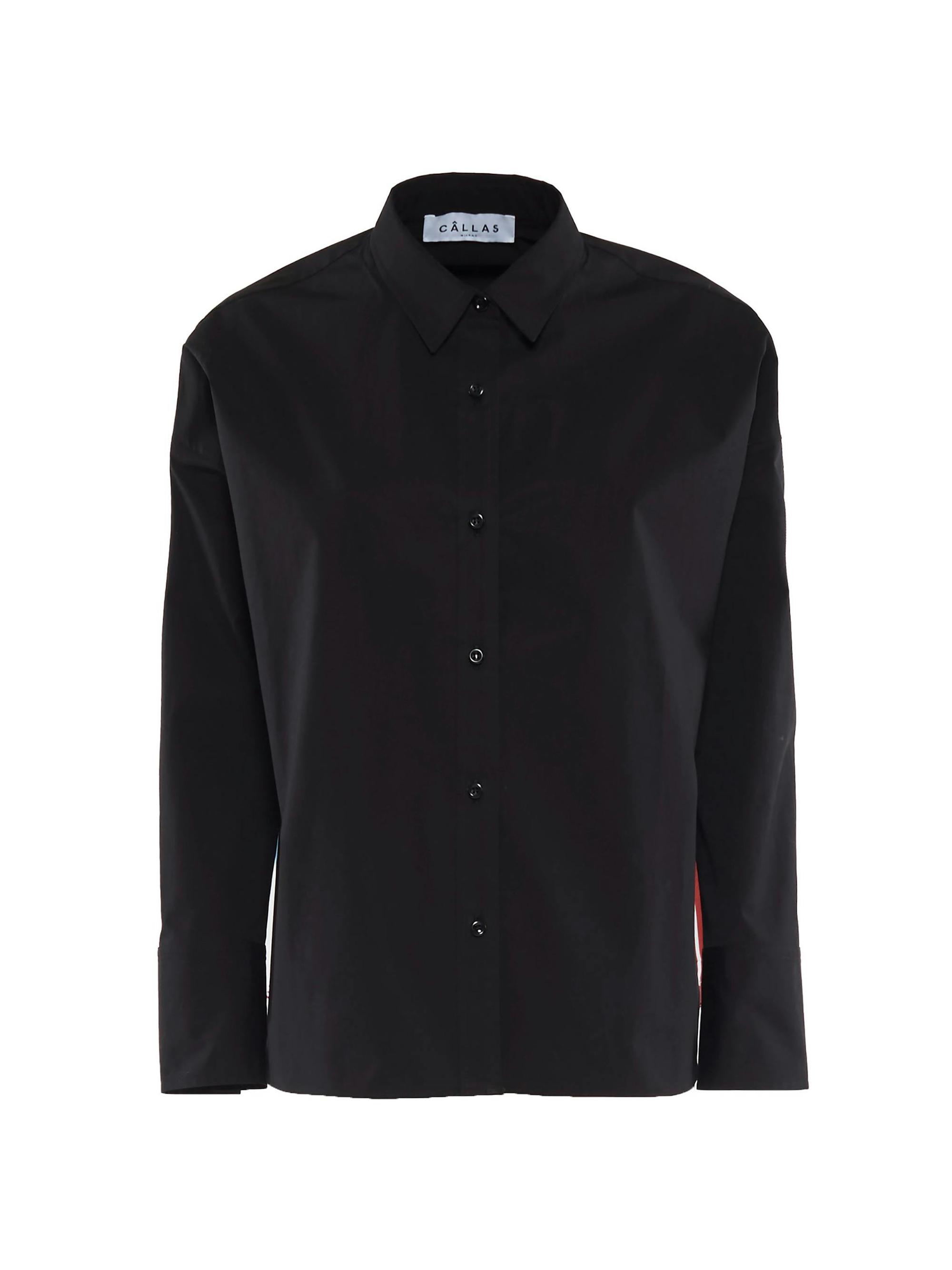 Callas Milano Women's Sirene Poplin Shirt with Silk Twill Milano Print Scarf Back - Black