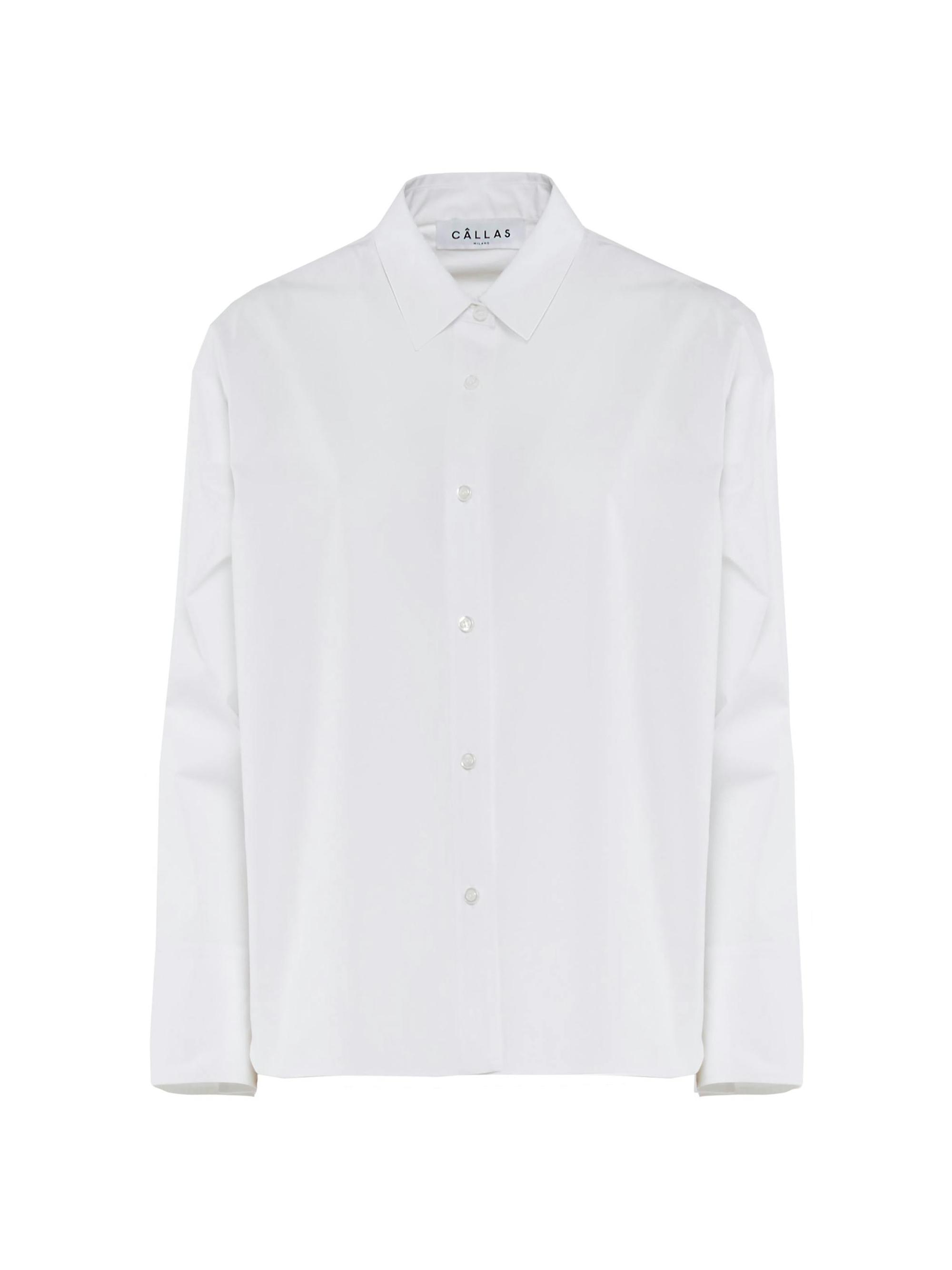 Callas Milano Women's Sirene Poplin Shirt with Silk Twill Milano Print Scarf Back - White