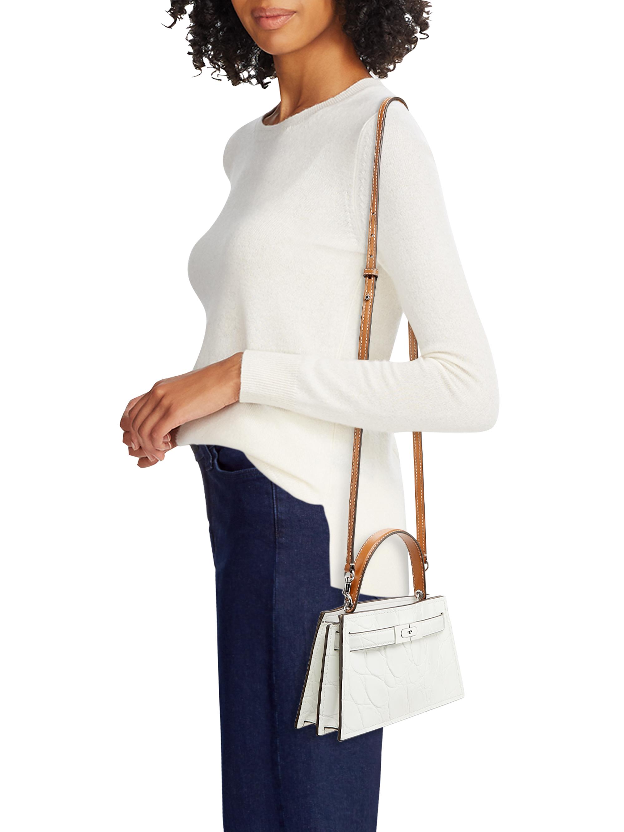 Tory Burch Lee Radziwill Croc-Embossed Leather Top Handle Bag