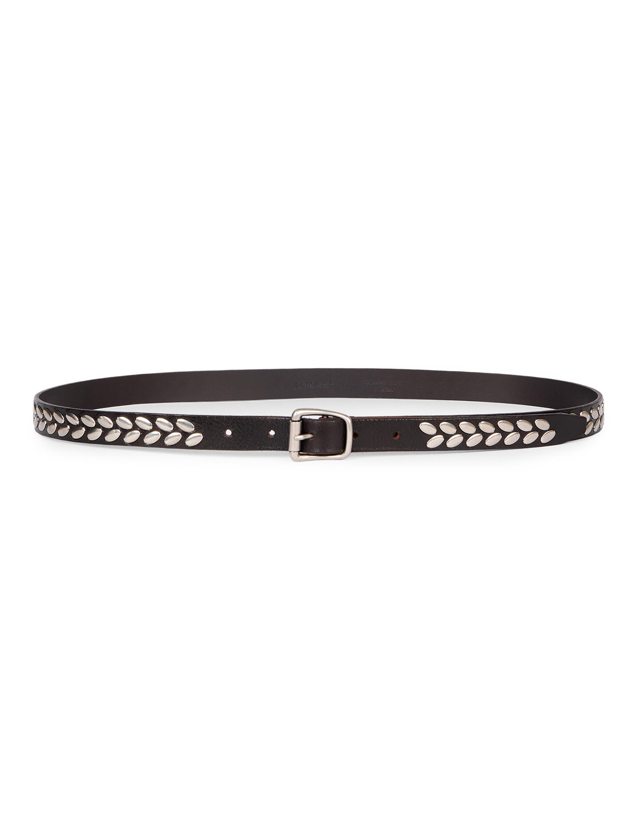 Lemaire Men's Almond Studded Leather Belt - Dark Brown