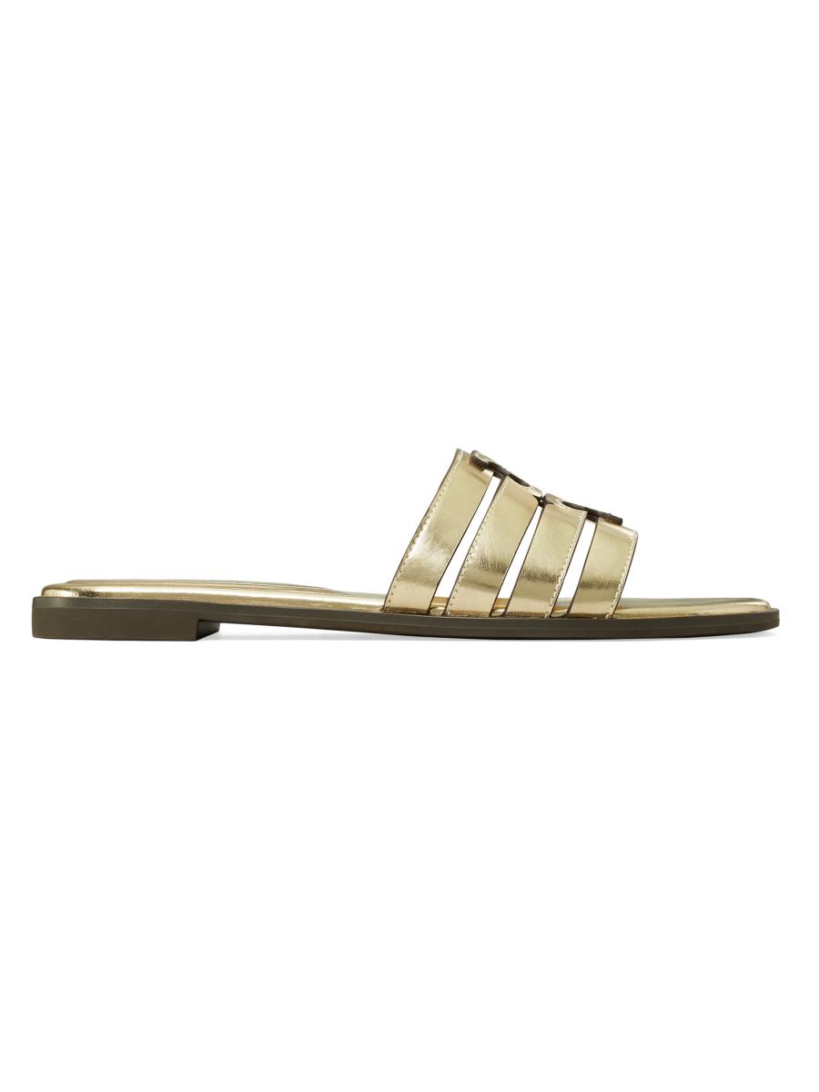 TORY BURCH【関税込み＊送料無料】Ines ロゴ レザー サンダル Tory Burch Ines Logo Metallic Leather Sandals | Saks Fifth