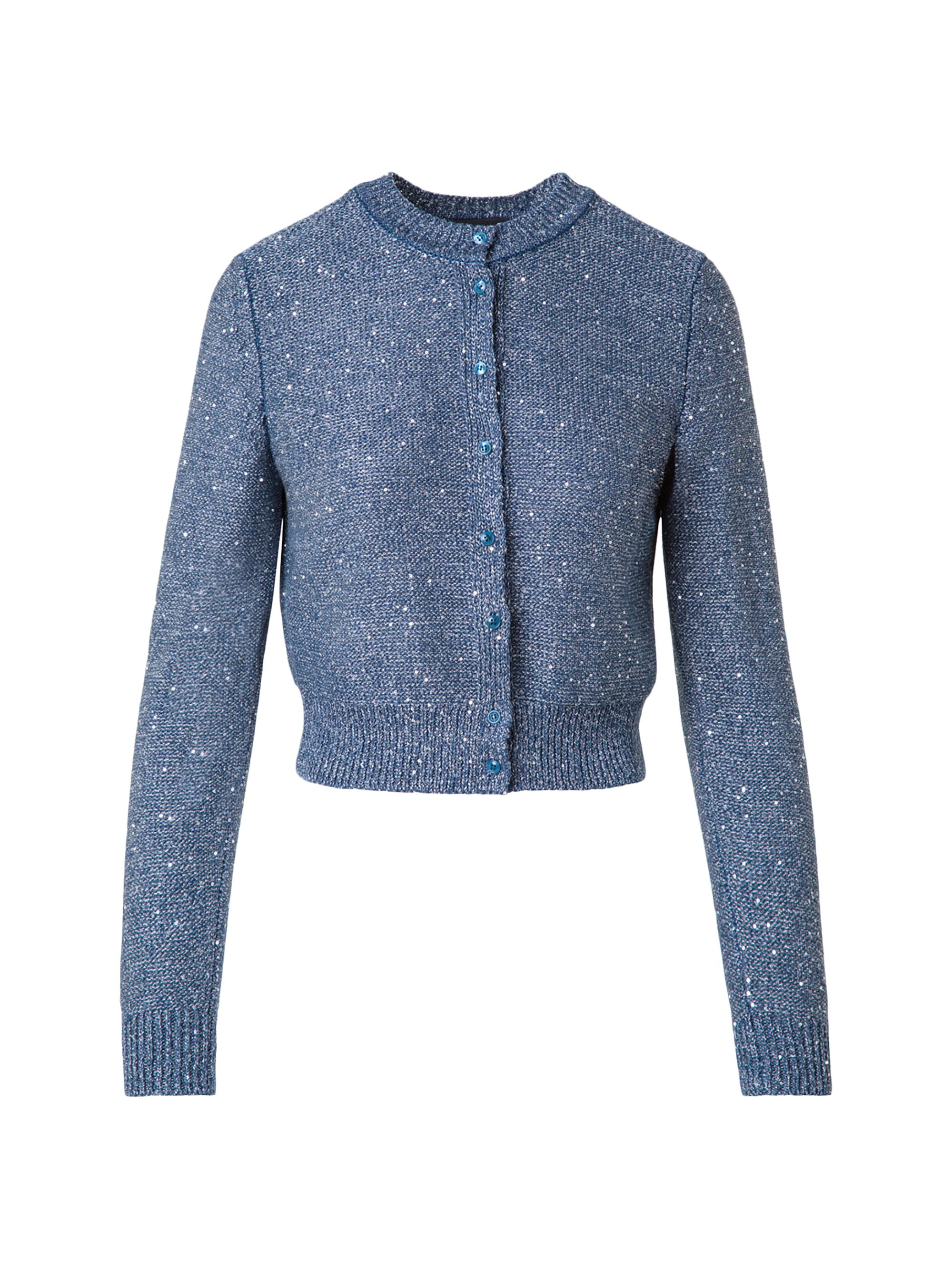 Akris Women's Sequined Linen-Blend Cardigan - Denim Blue
