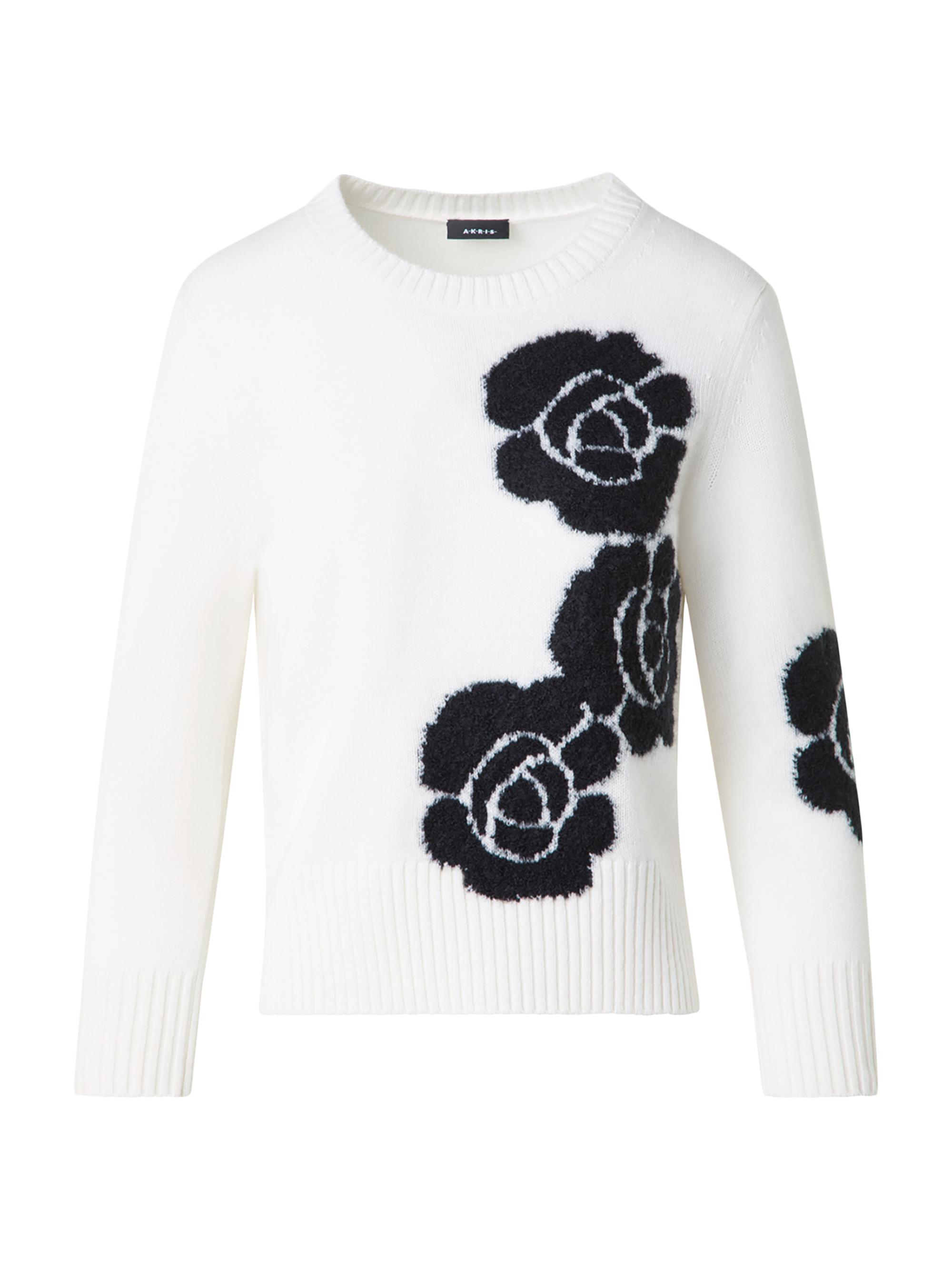 Akris Women's Anemone Intarsia Cashmere Sweater - Ecru Black