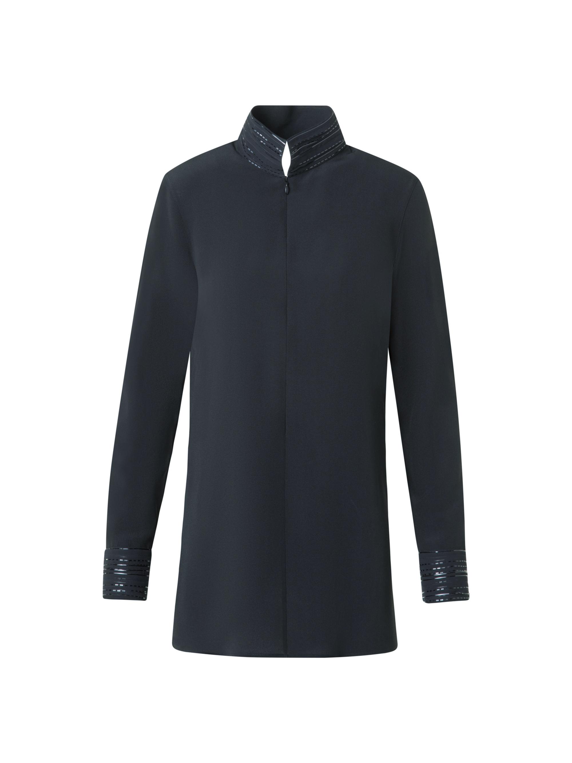 Akris Women's Ribbon Foil Silk Crêpe Tunic Blouse - Black