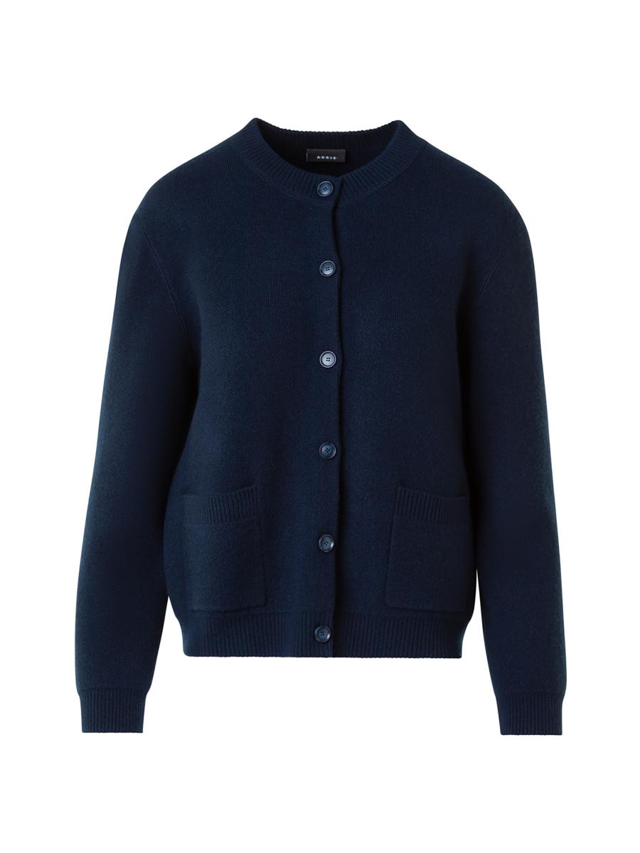 Akris Women's Cashmere Piqué Cardigan In Blue