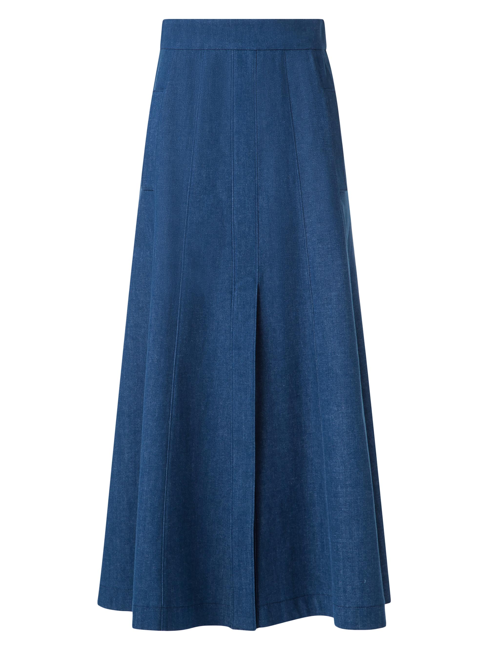 Khaite Lennox Flared Denim Midi-Skirt | Saks Fifth Avenue