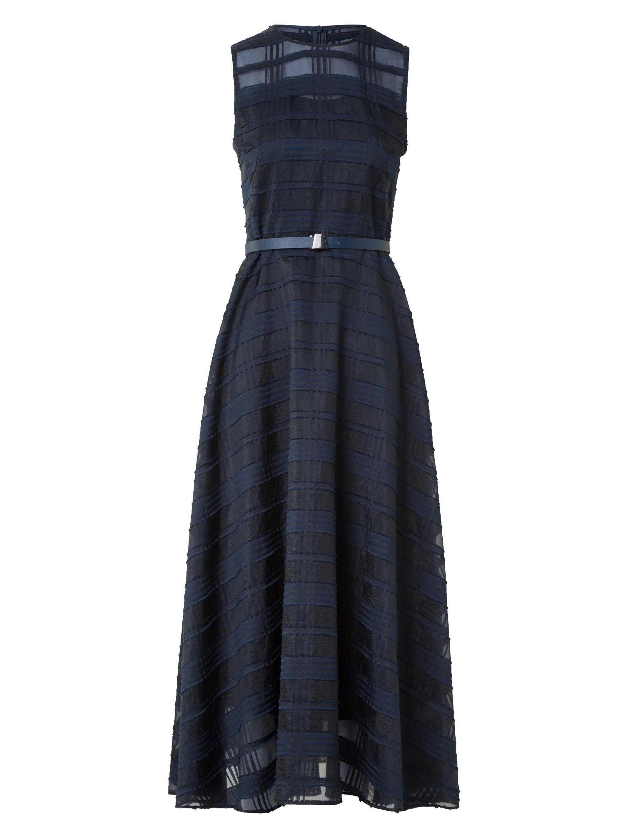 Akris Women's Organza Plaid Belted Midi-Dress - Navy Blue