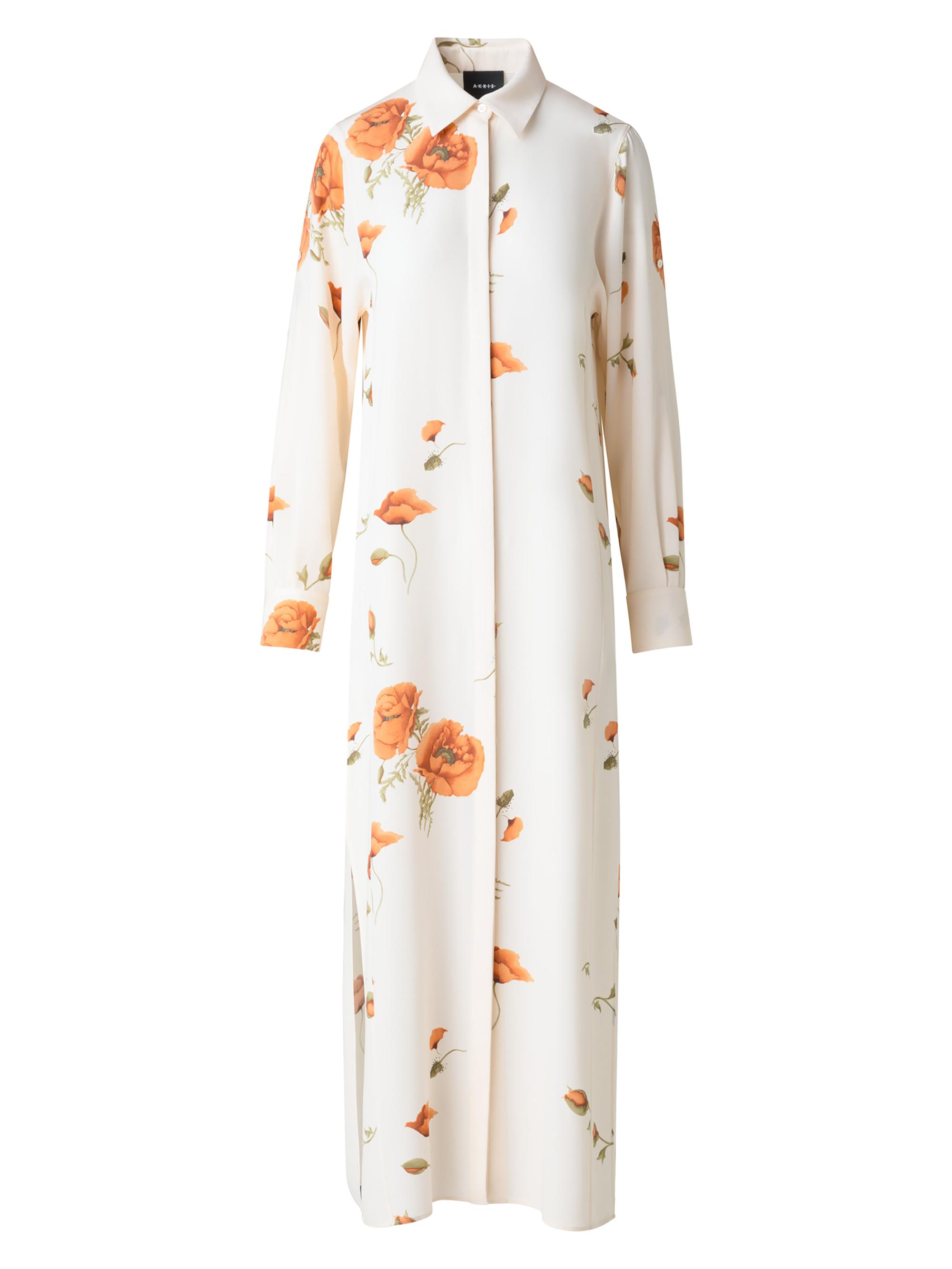 Akris Women's Floral Silk Crêpe Tunic Shirtdress - Ecru Terra