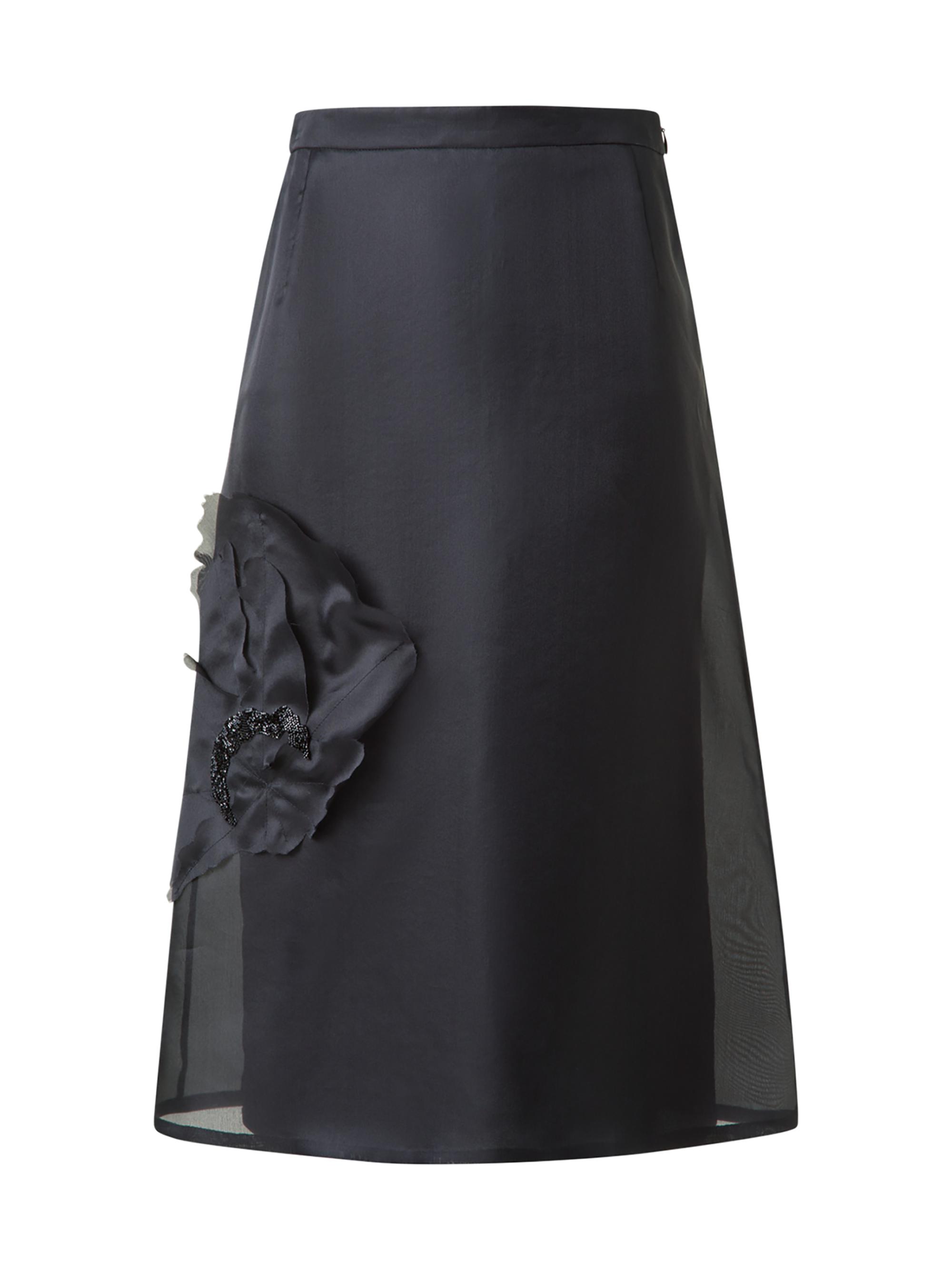 Akris Women's Embellished Silk Organza Midi-Skirt - Black