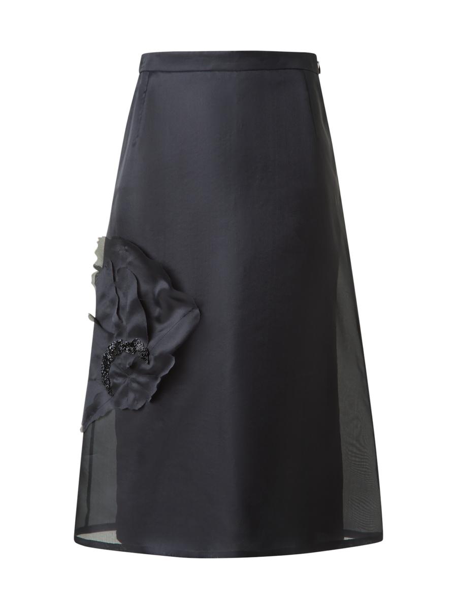 Akris Women's Embellished Silk Organza Midi-skirt In Black