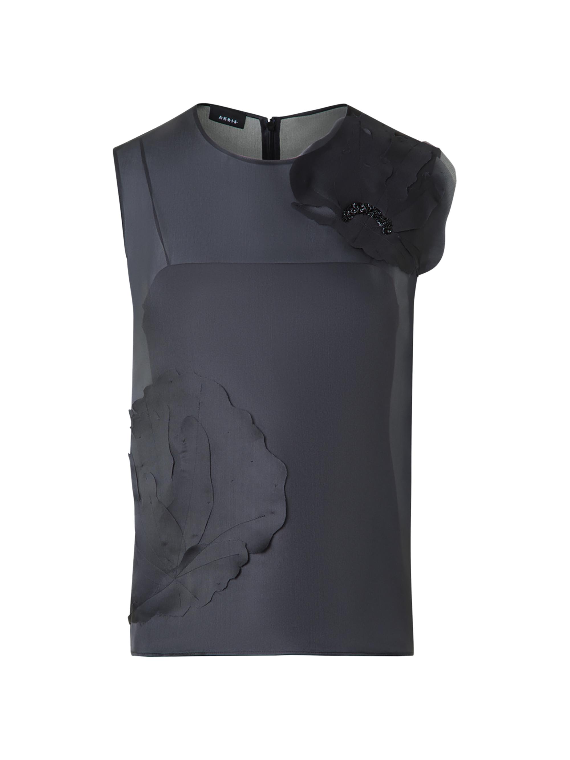 Akris Women's Appliqué Sleeveless Silk Blouse - Black