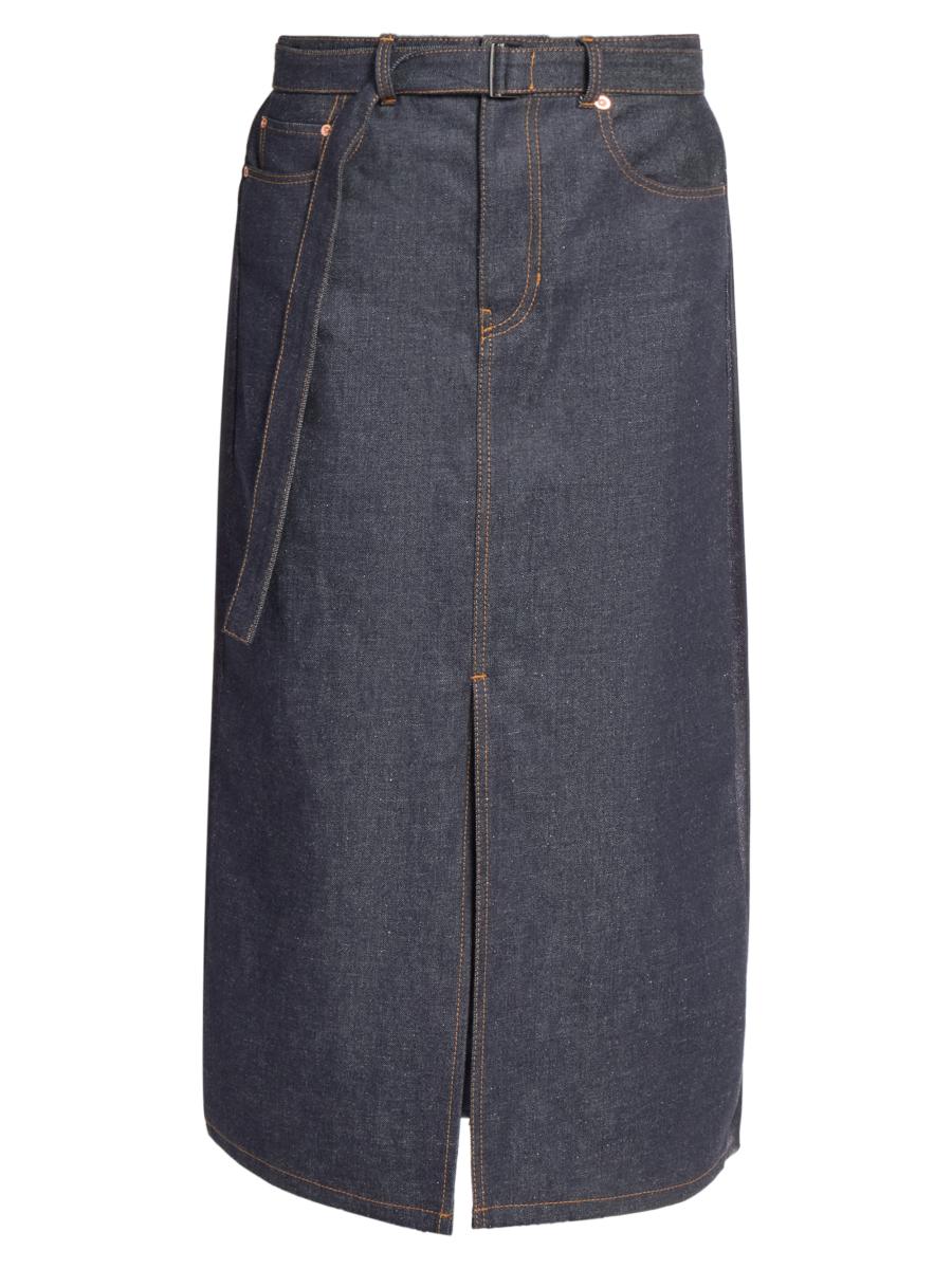 Sacai Denim Pleated Midi-Skirt | Saks Fifth Avenue