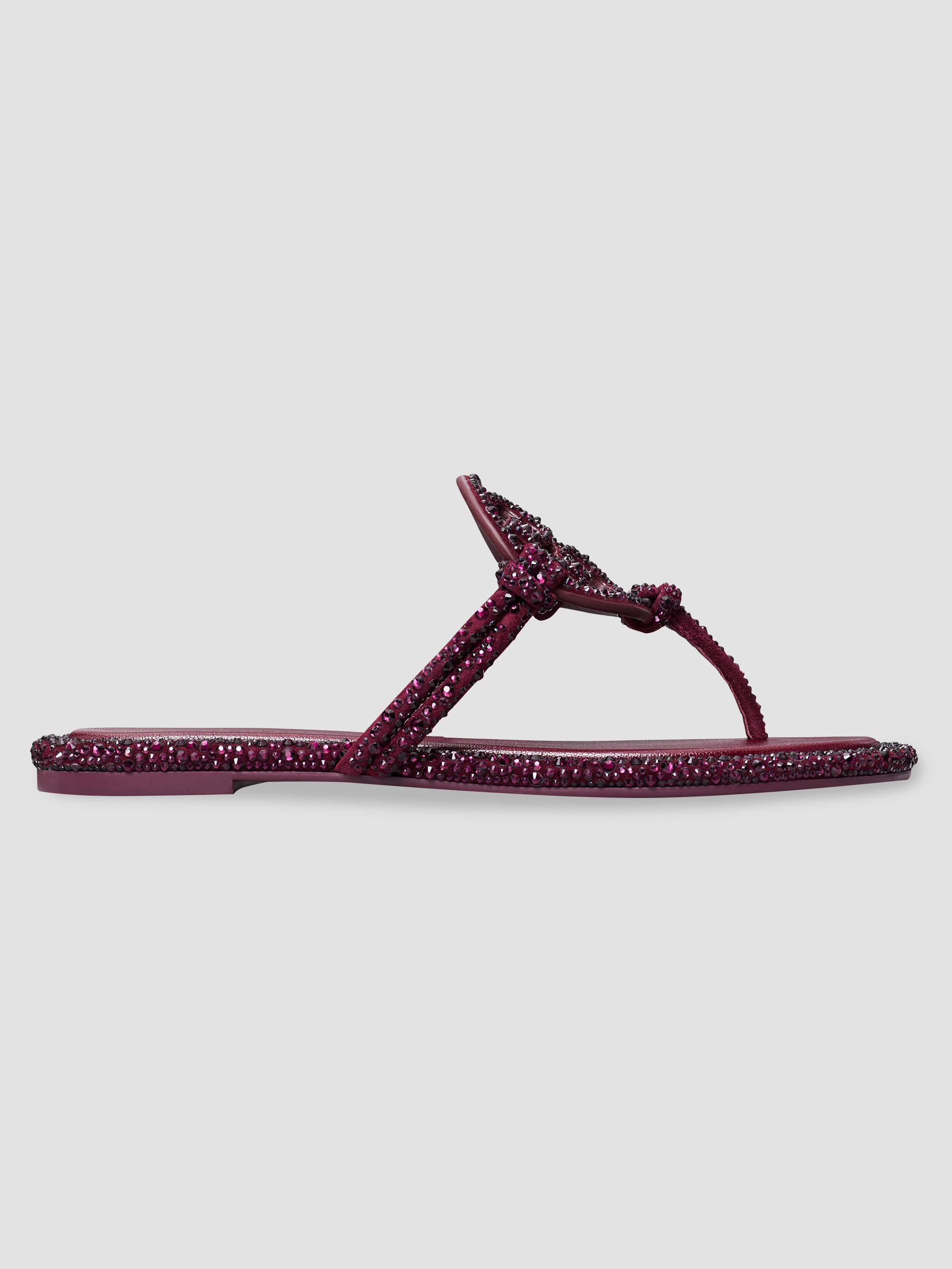 Tory Burch Women's Miller Knotted Flip-Flop Sandals - Dark Carmine