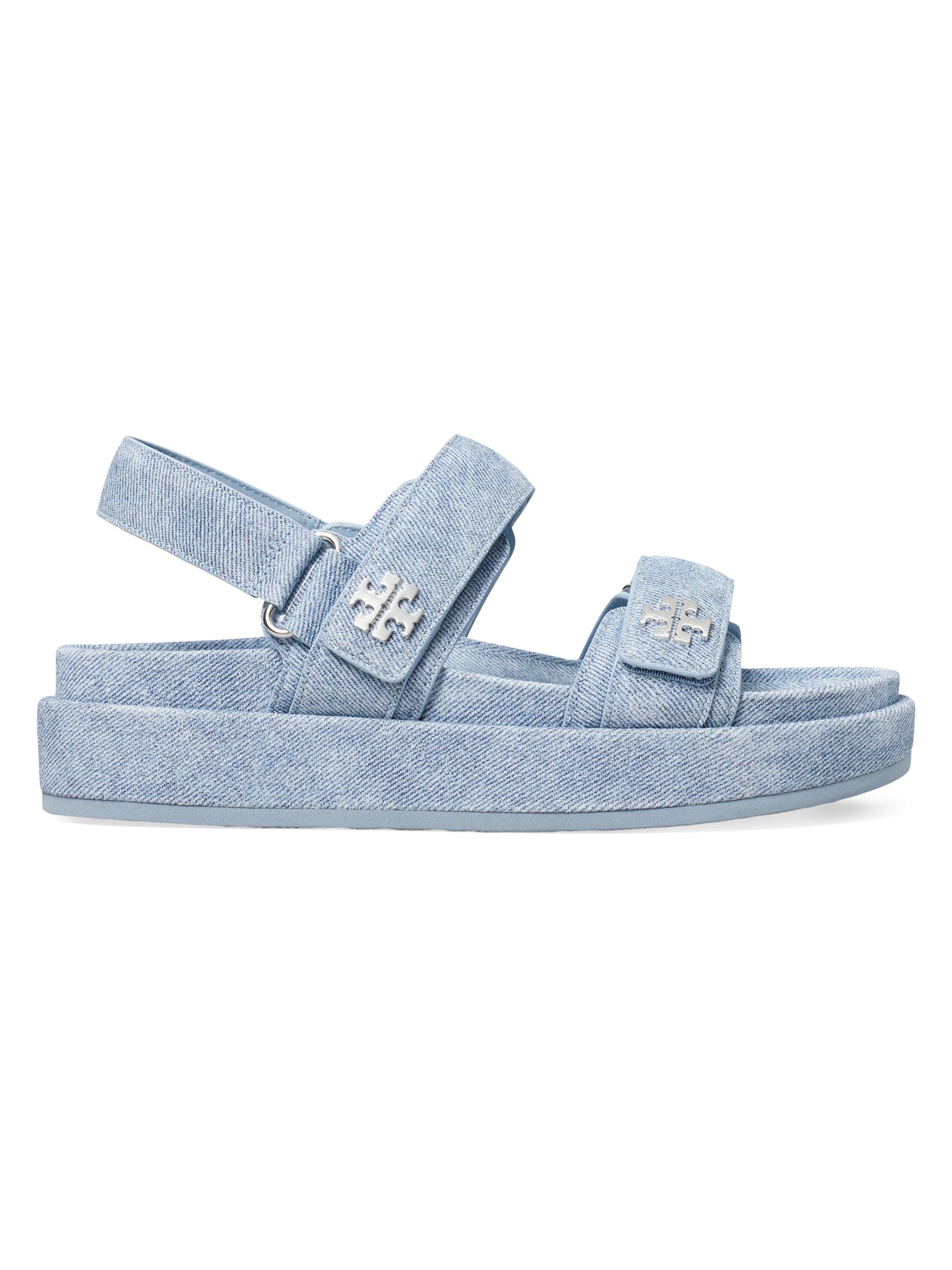 Tory Burch Women's Kira Sport Printed Denim Suede Sandals - Blue Cloud