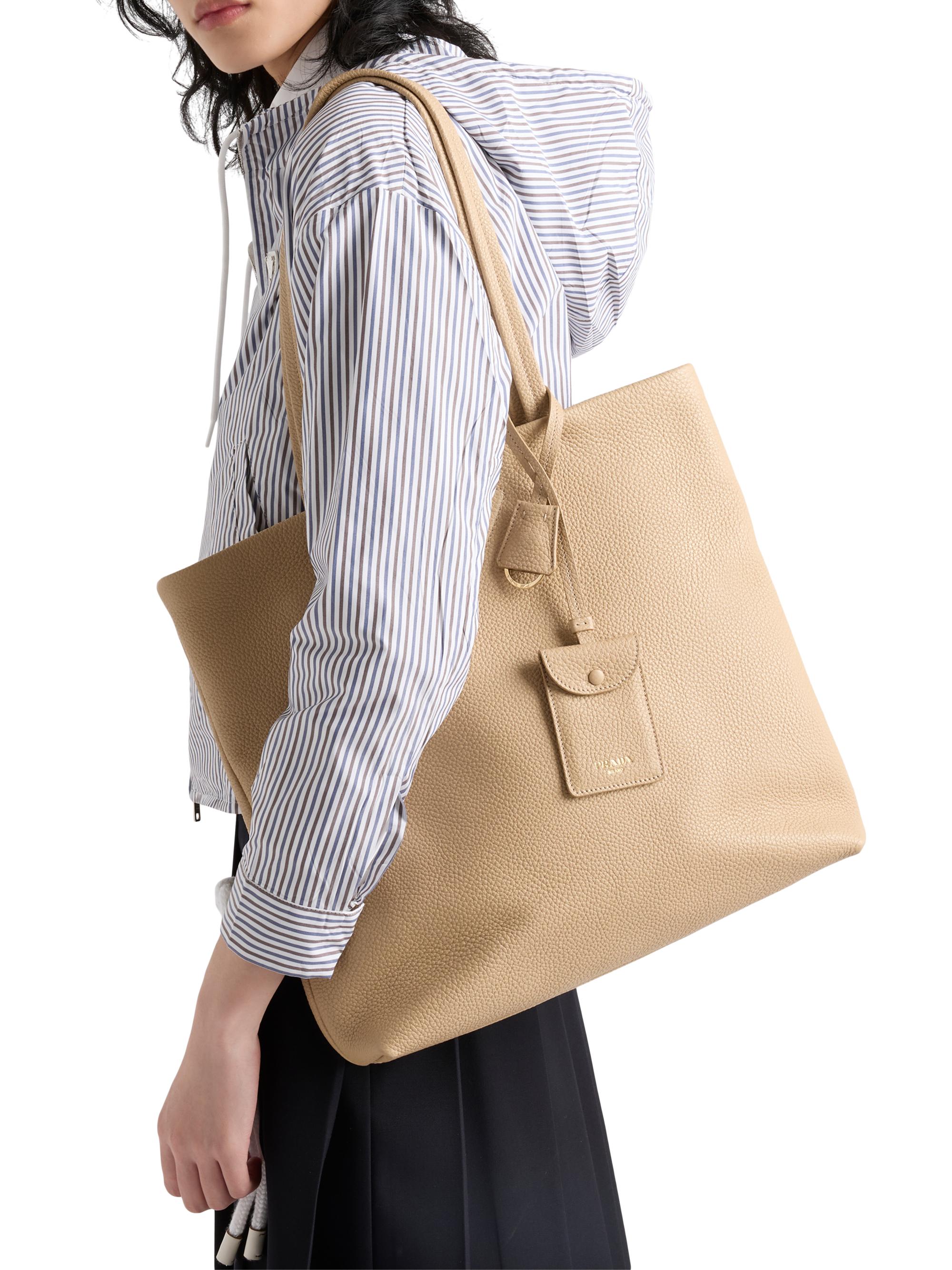 Prada Women's  Leather Tote Bag - Beige Khaki