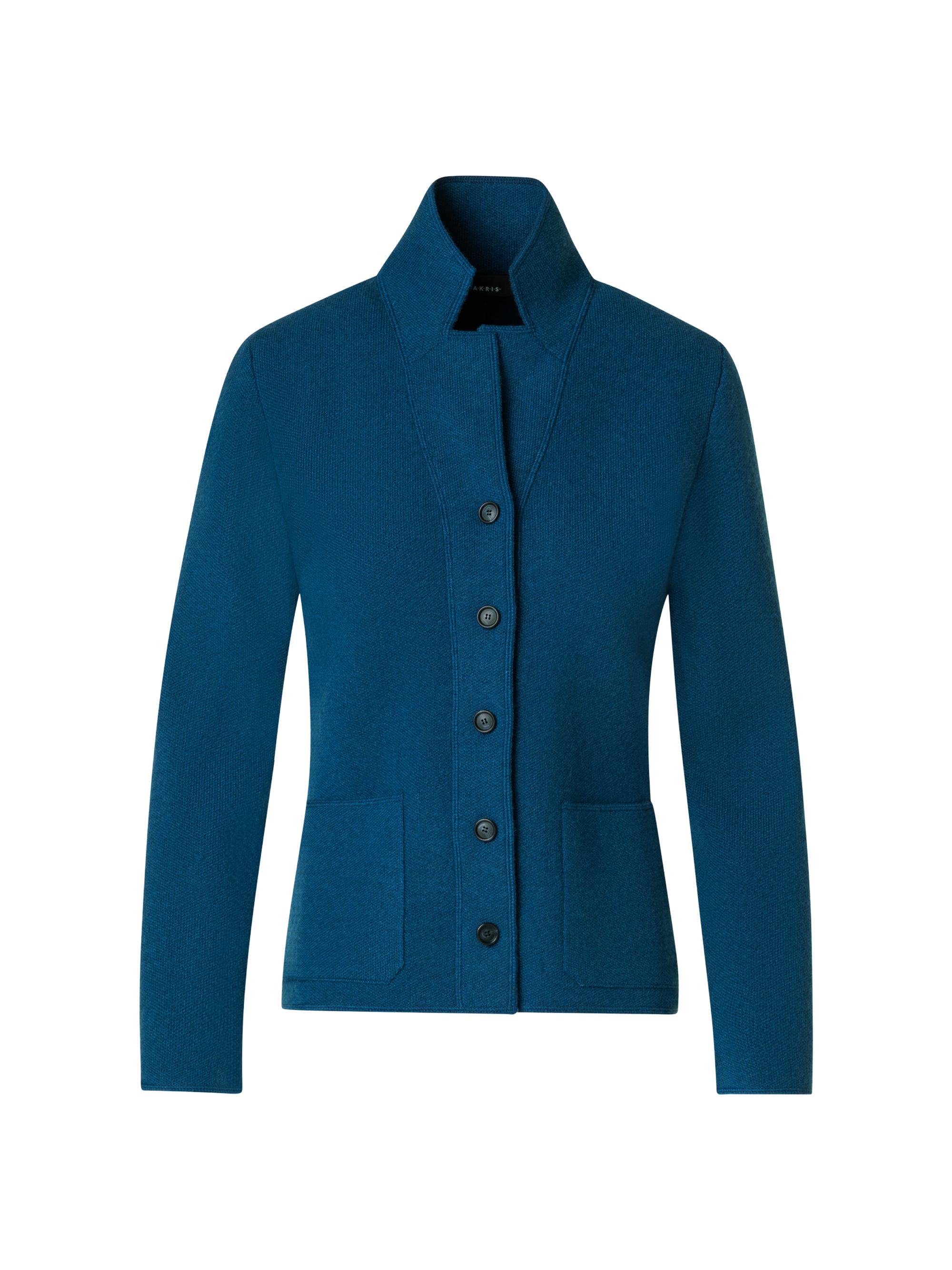 Akris Women's Cashmere Piqué-Knit Stand-Collar Cardigan - Denim Blue