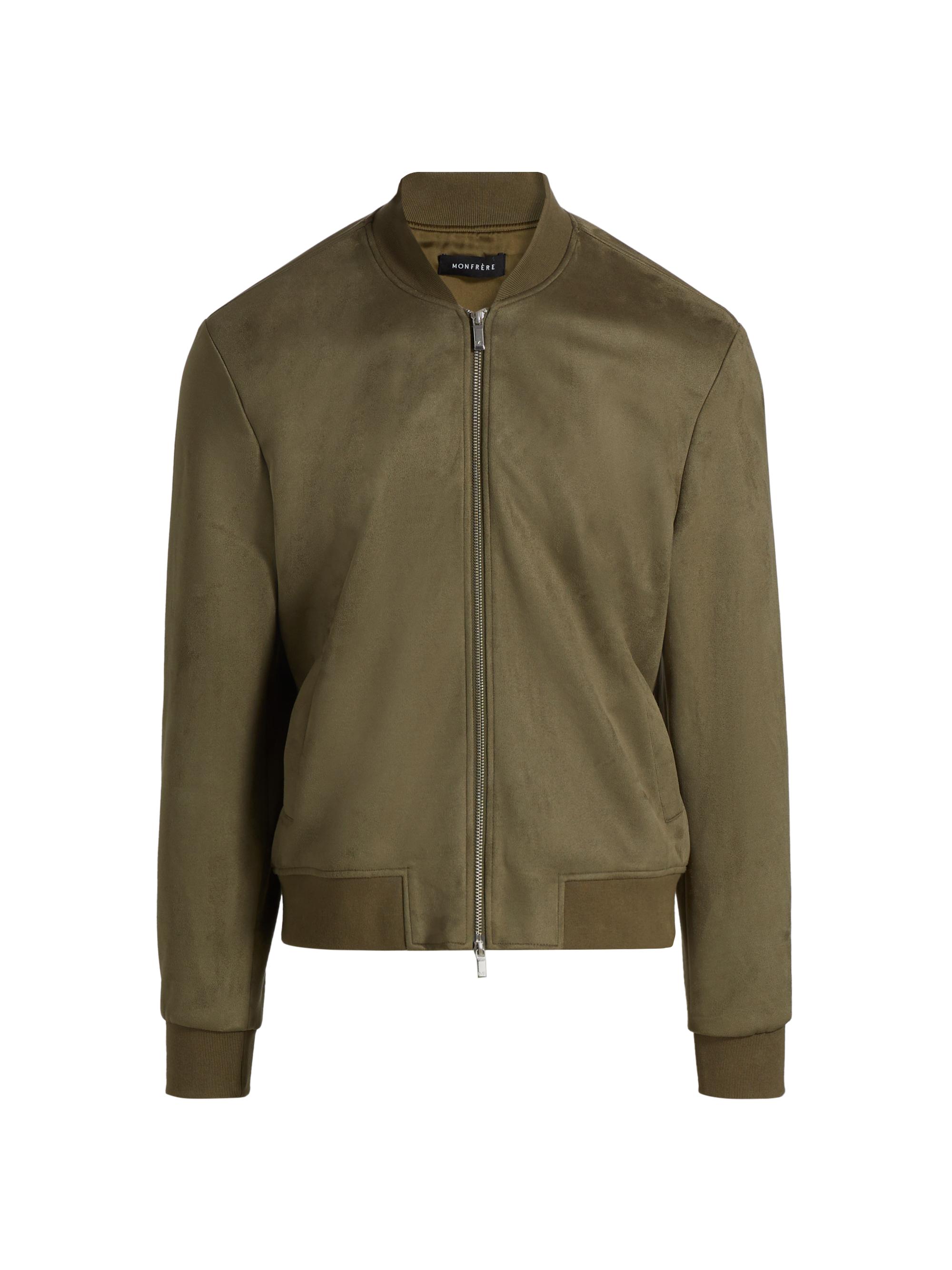 Monfrère Men's Maverick Faux Suede Bomber Jacket - Suede Olive