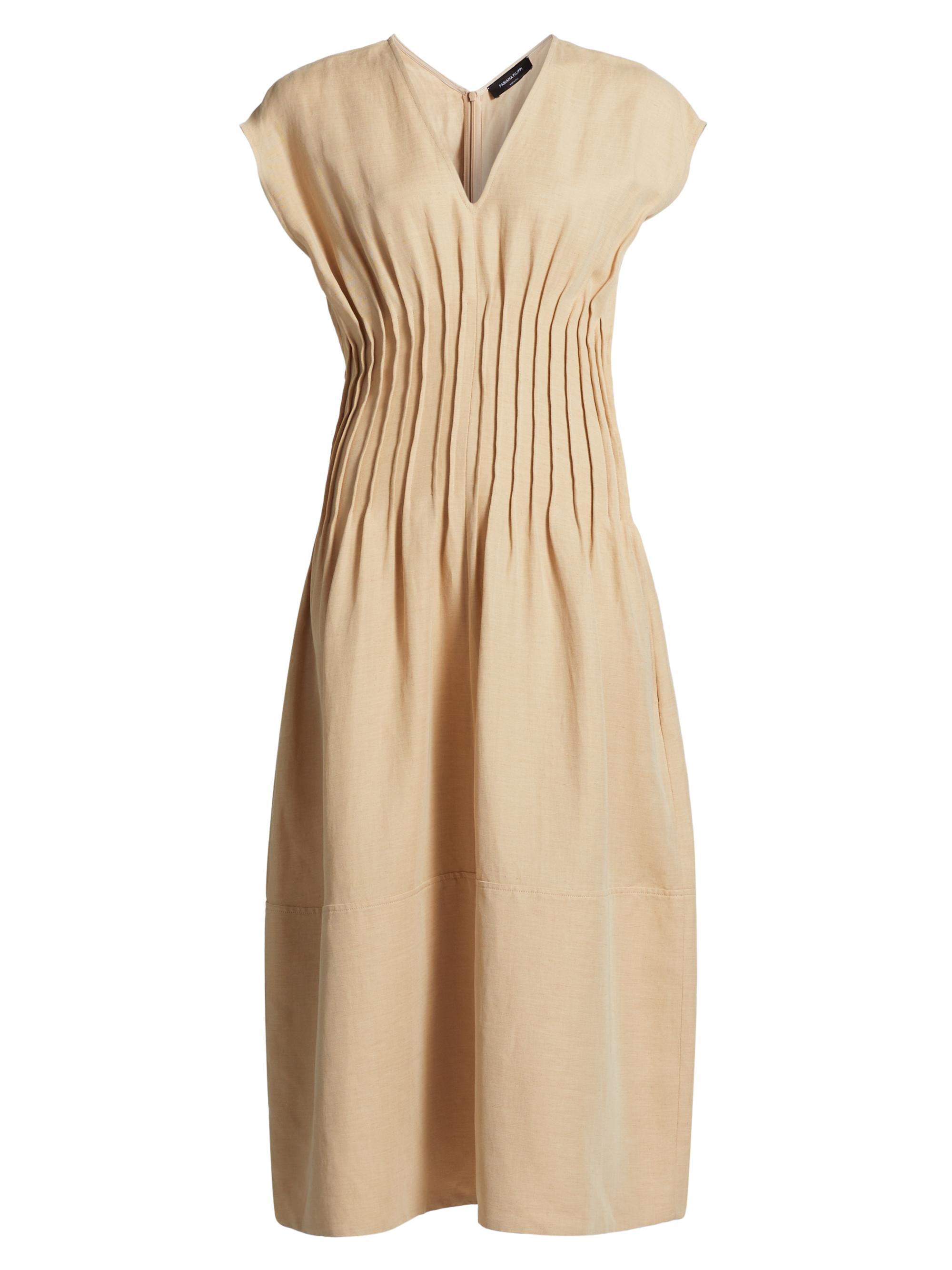 Fabiana Filippi Women's Linen-Blend Pintuck Midi-Dress - Sabbia