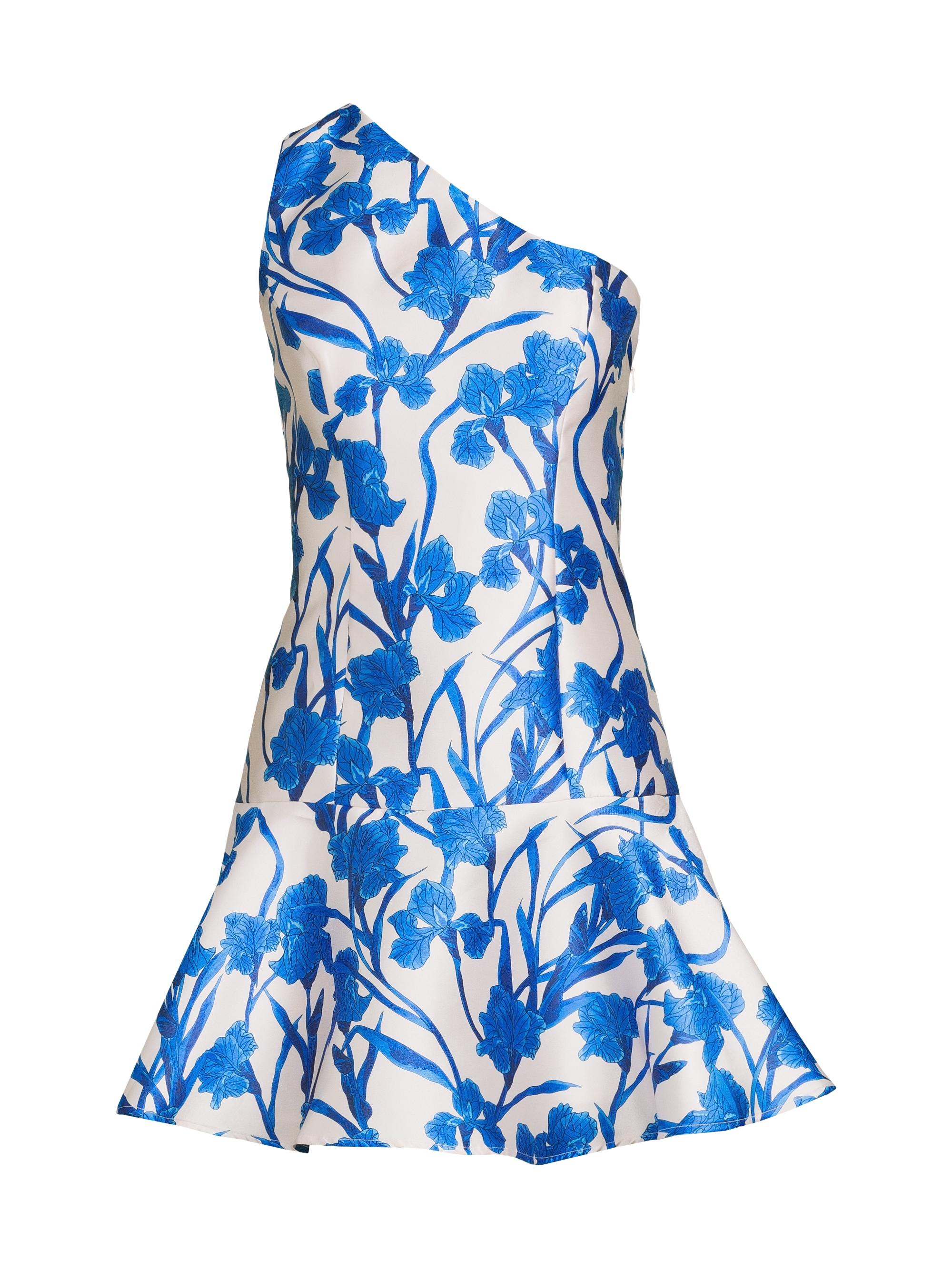 Hutch Women's Silas Floral One-Shoulder Minidress - Cobalt Vining Orchids