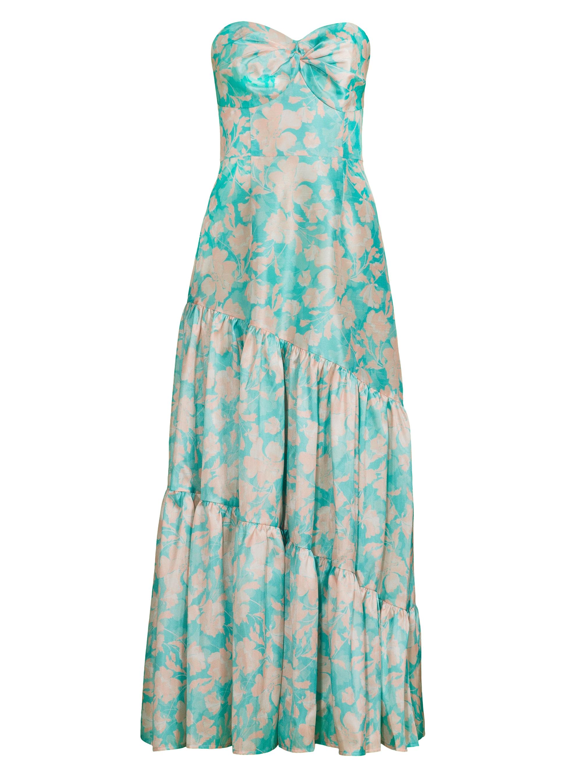 Hutch Women's Phoebe Floral Satin Maxi-Dress - Teal Vintage Vining Floral